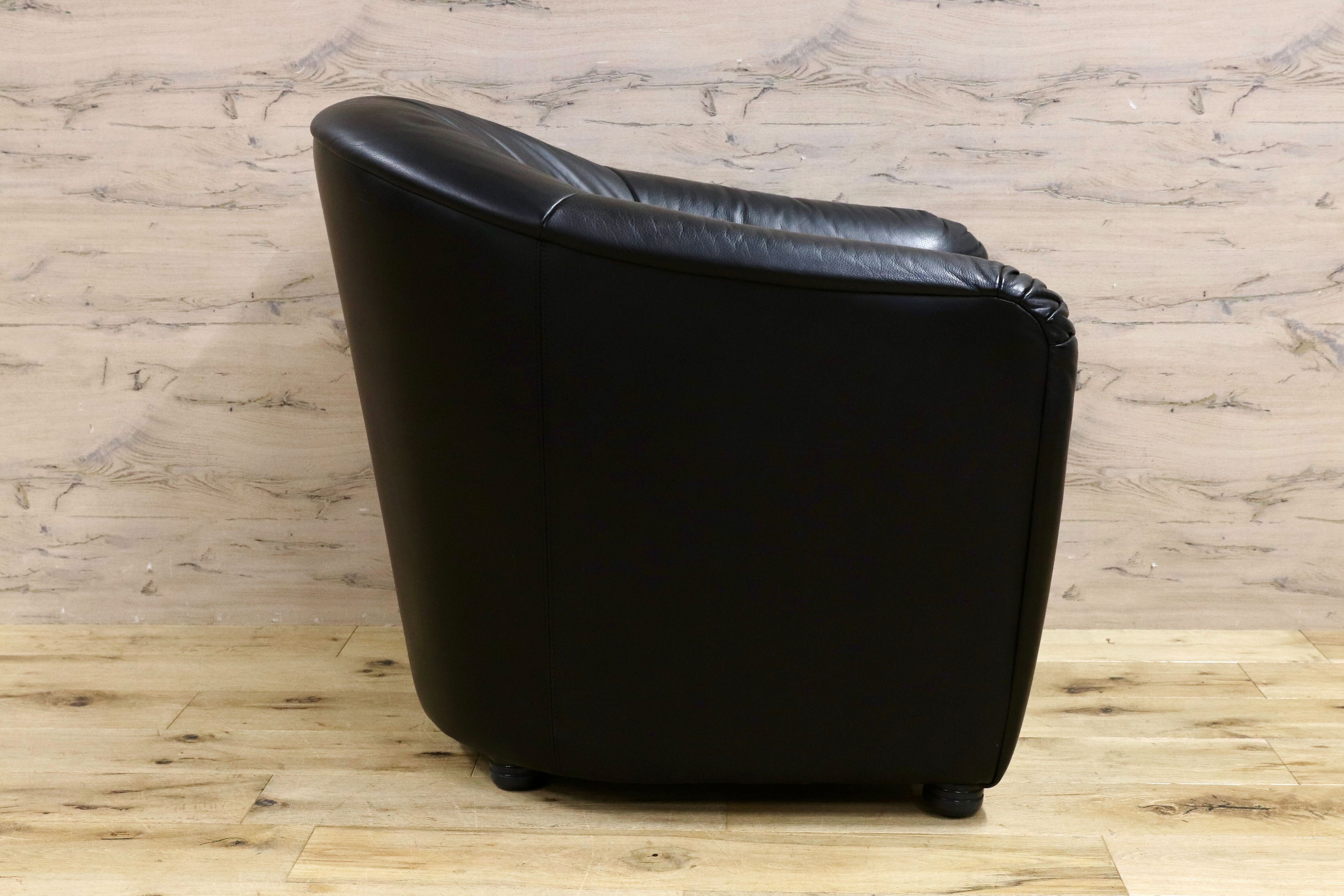 GMHN385D○HUKLA / フクラ 1人掛けソファ ラウンジチェア パーソナルチェア 黒 総革 IDC大塚家具 デザイナーズ ドイツ 約23万