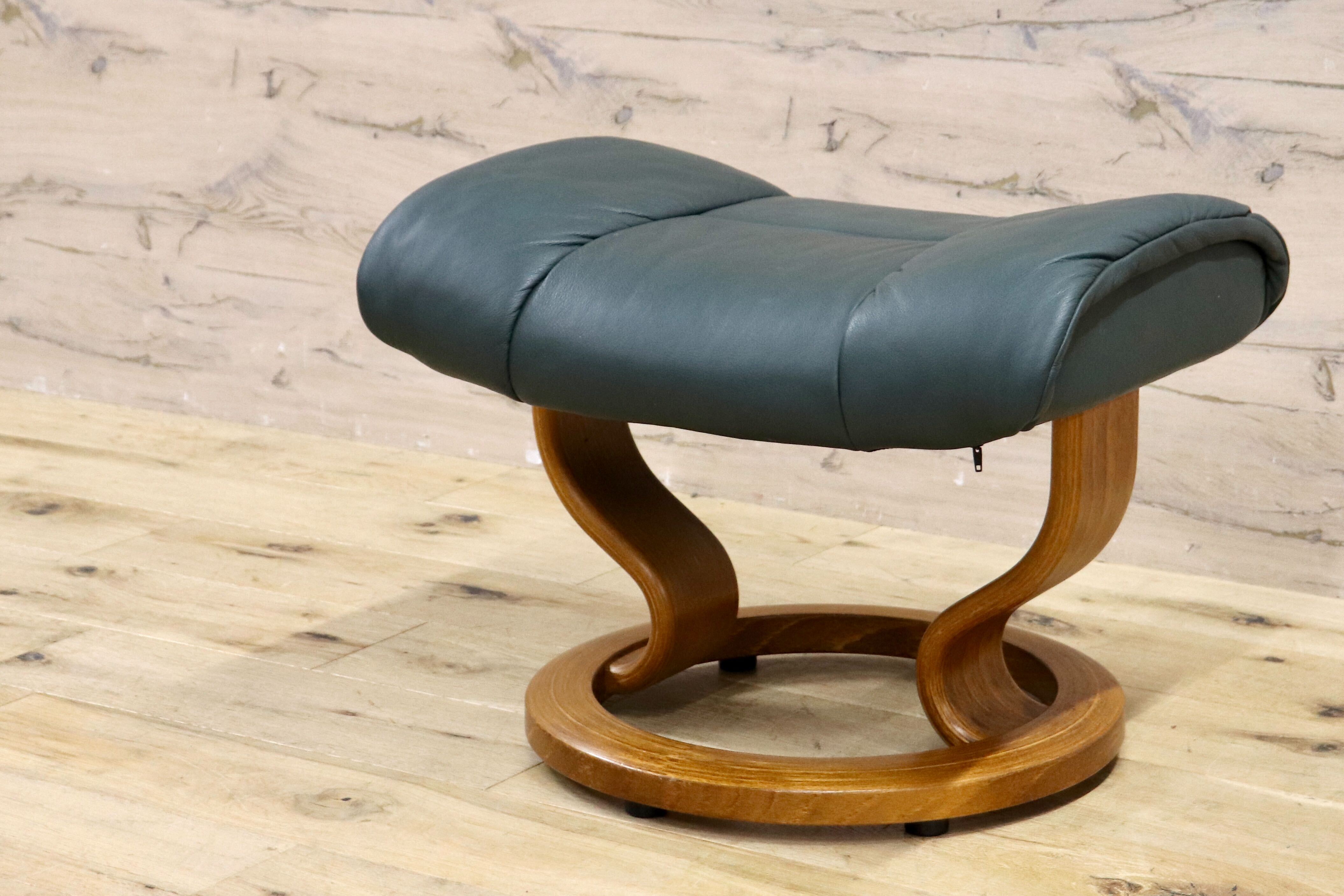 GMHH486A○EKORNES / エコーネス stressless オットマン 足置き フットスツール 可動式 総革 ダークグリーン 北欧 ノルウェー