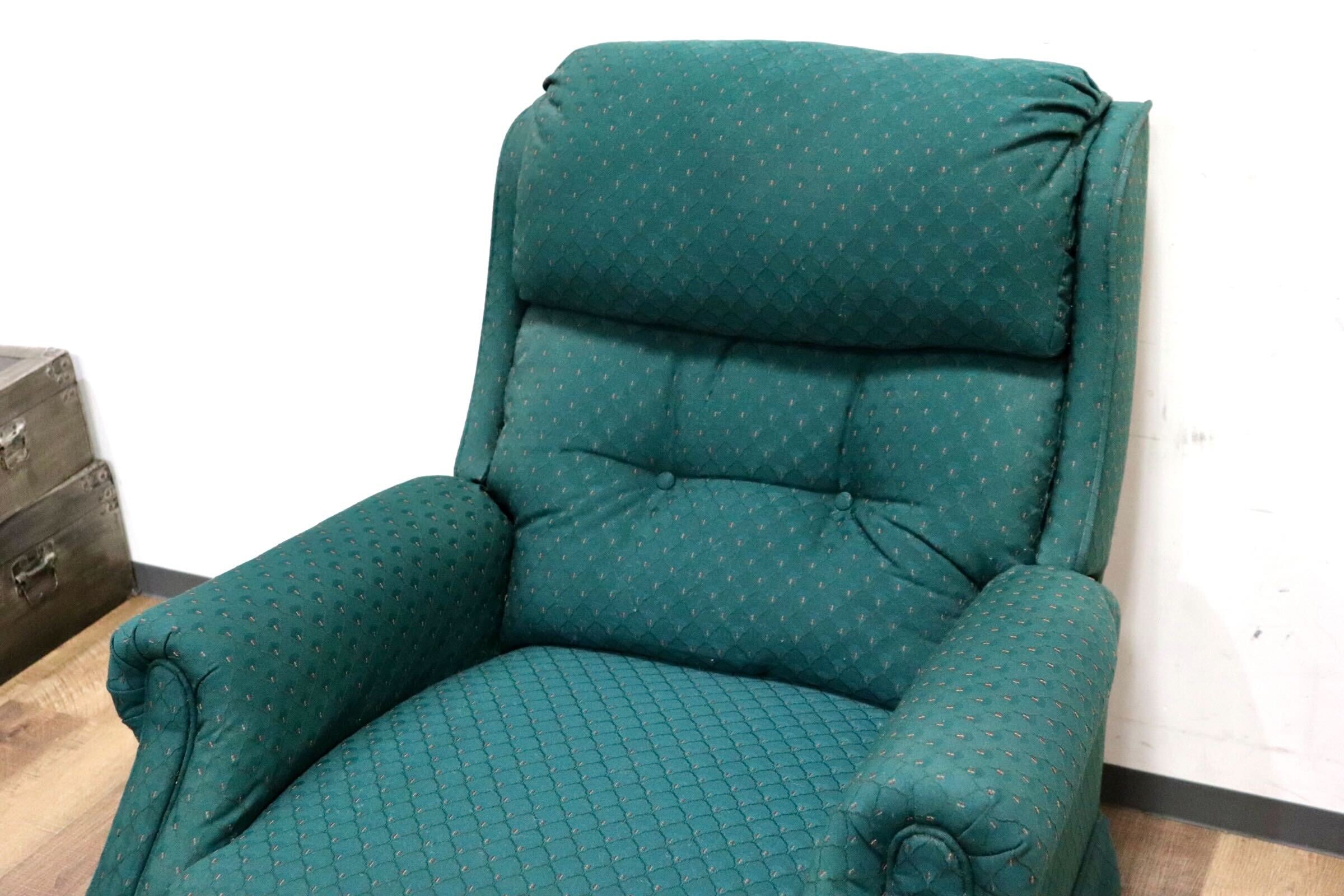 GMHH418○LANE FURNITURE / レーン 1人掛けソファ ロッキングチェア フットレスト ファブリック グリーン US クラシック ヴィンテージ