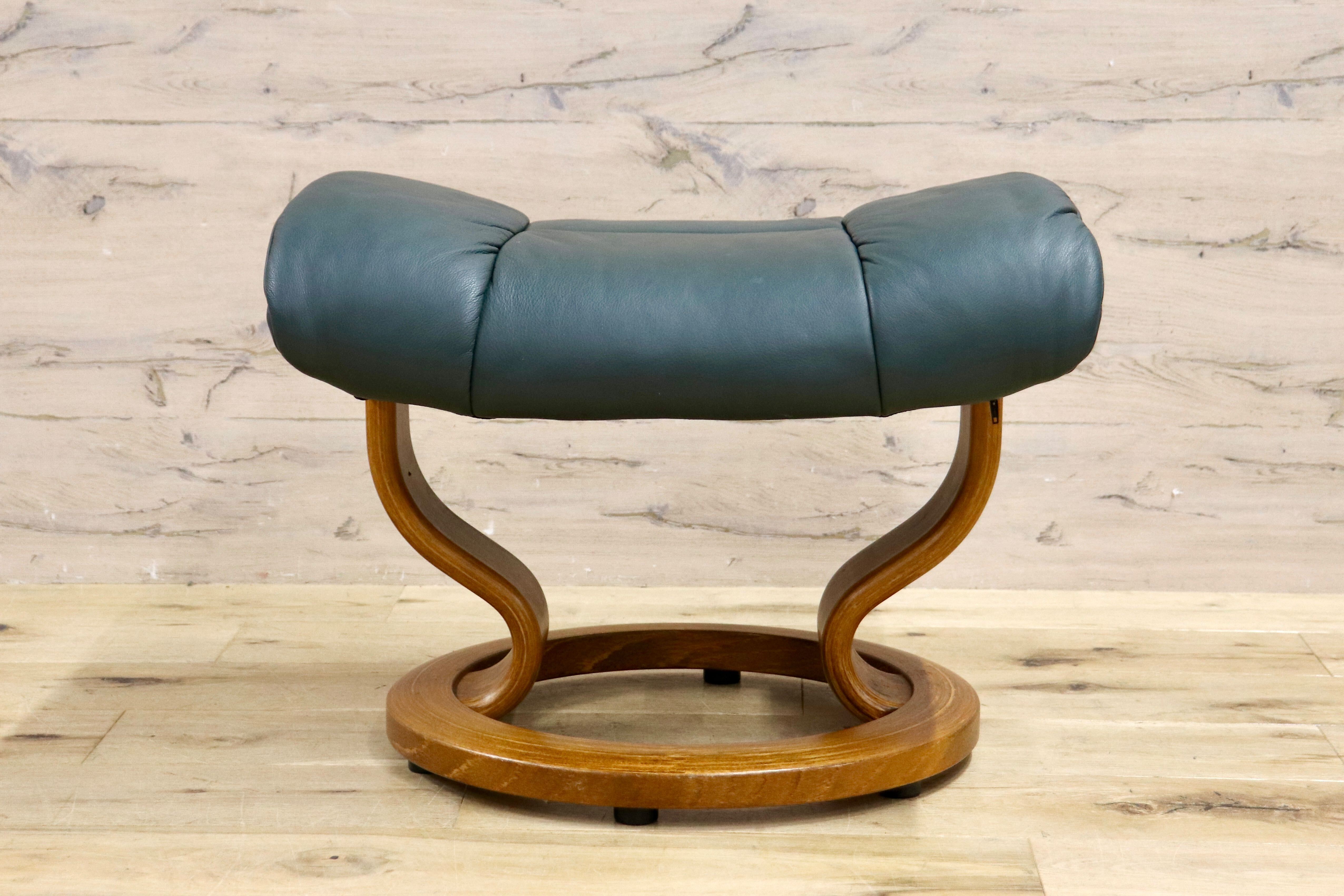 GMHH486A○EKORNES / エコーネス stressless オットマン 足置き フットスツール 可動式 総革 ダークグリーン 北欧 ノルウェー