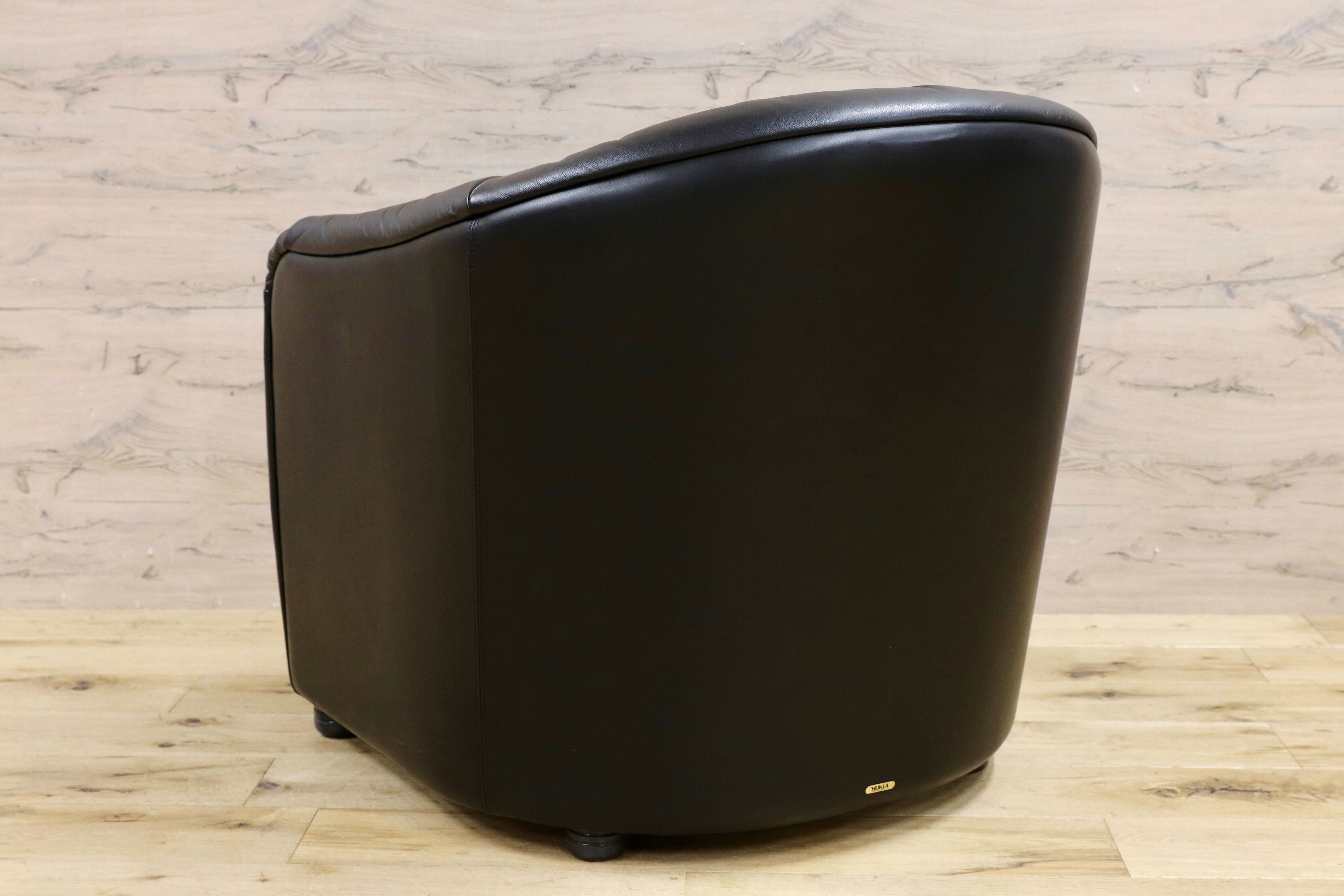 GMHN385E○HUKLA / フクラ 1人掛けソファ ラウンジチェア パーソナルチェア 黒 総革 IDC大塚家具 デザイナーズ ドイツ 約23万