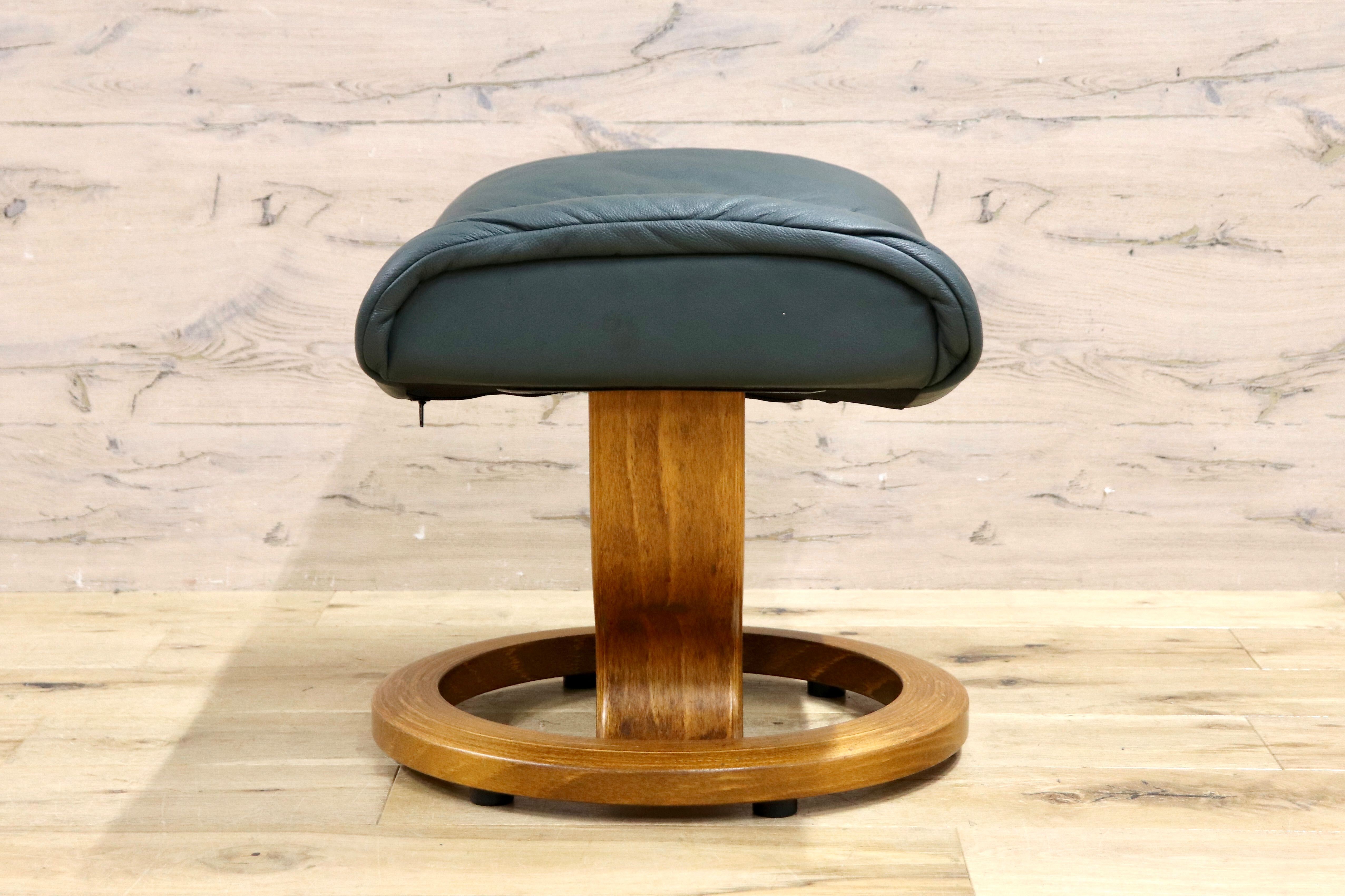GMHH486A○EKORNES / エコーネス stressless オットマン 足置き フットスツール 可動式 総革 ダークグリーン 北欧 ノルウェー