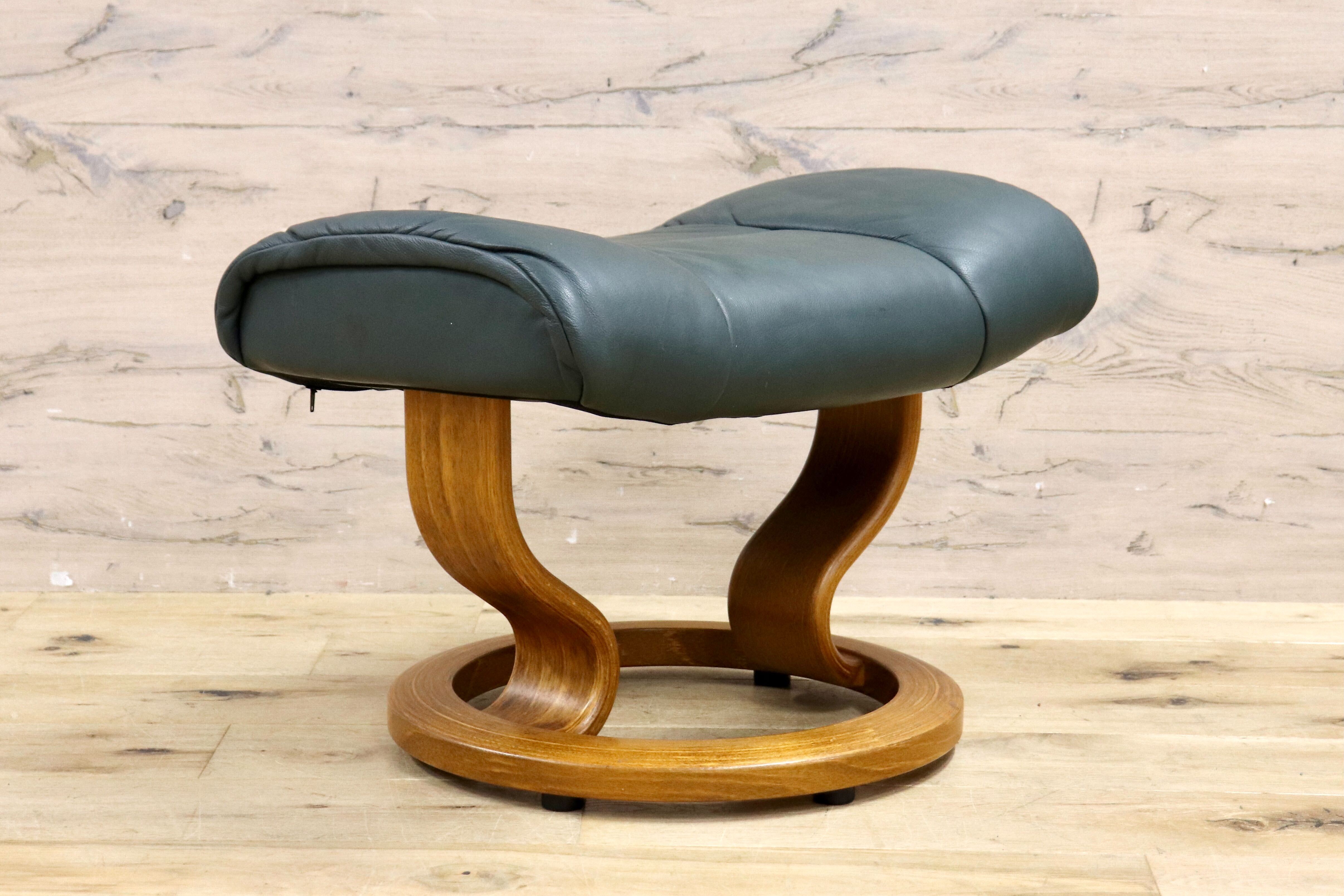 GMHH486A○EKORNES / エコーネス stressless オットマン 足置き フットスツール 可動式 総革 ダークグリーン 北欧 ノルウェー