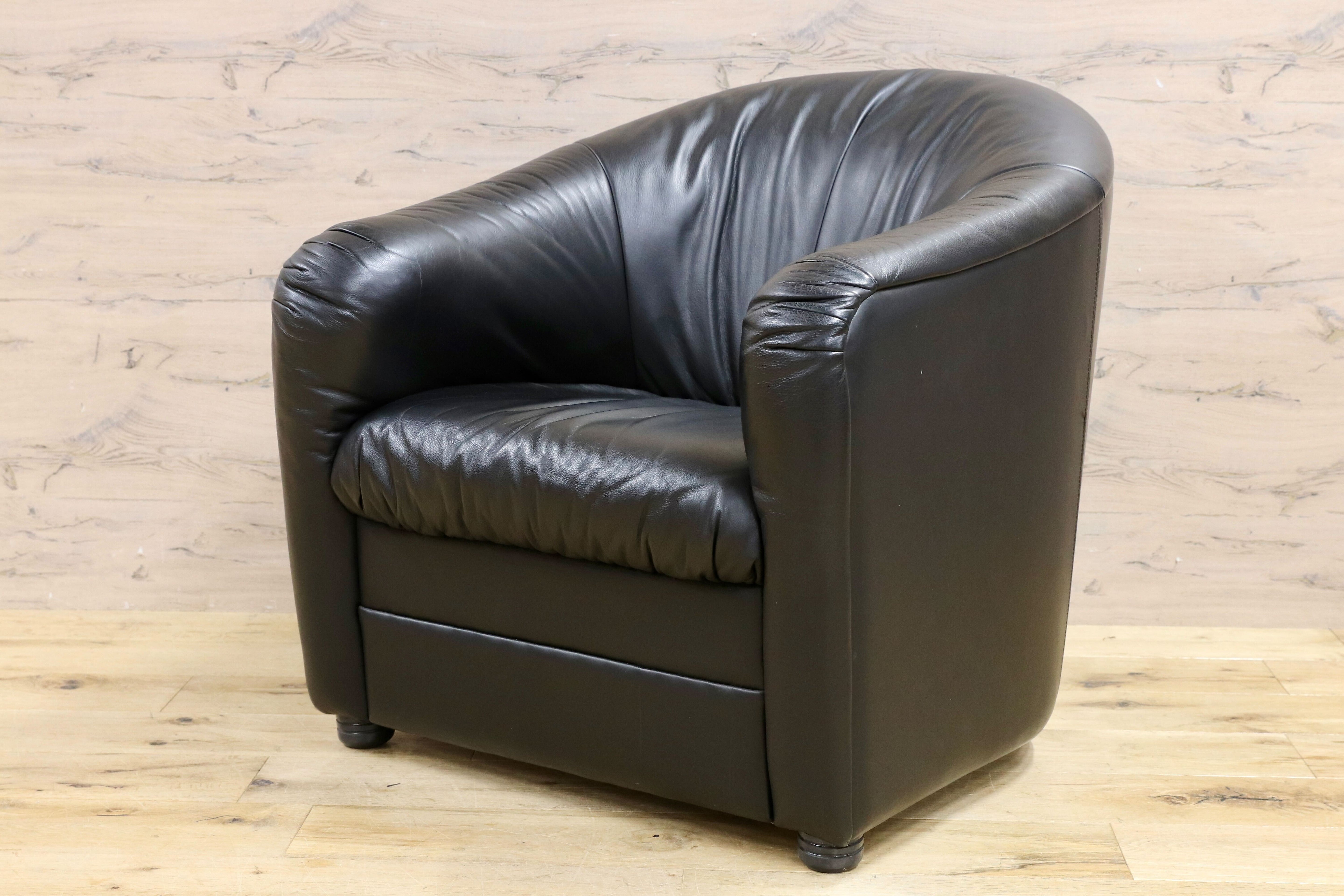 GMHN385F○HUKLA / フクラ 1人掛けソファ ラウンジチェア パーソナルチェア 黒 総革 IDC大塚家具 デザイナーズ ドイツ 約23万