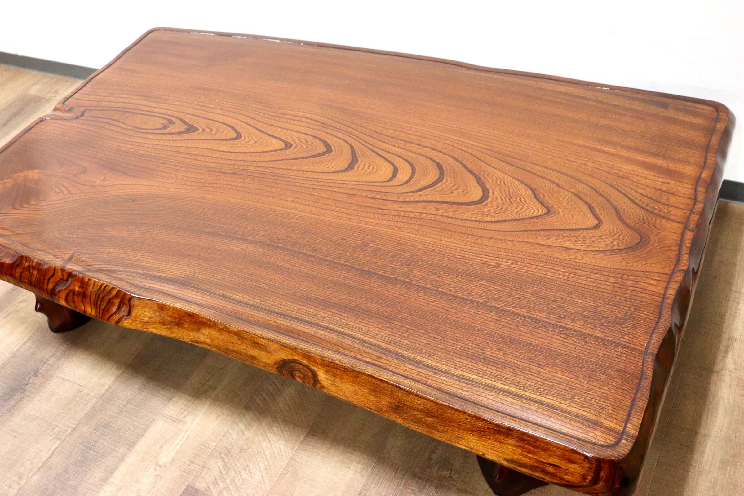 GMGF115○三光 欅材 無垢材 座卓 ローテーブル リビングテーブル 漆塗り 和室 和モダン IDC大塚家具 伝統工芸 希少 定価約55万 展示品