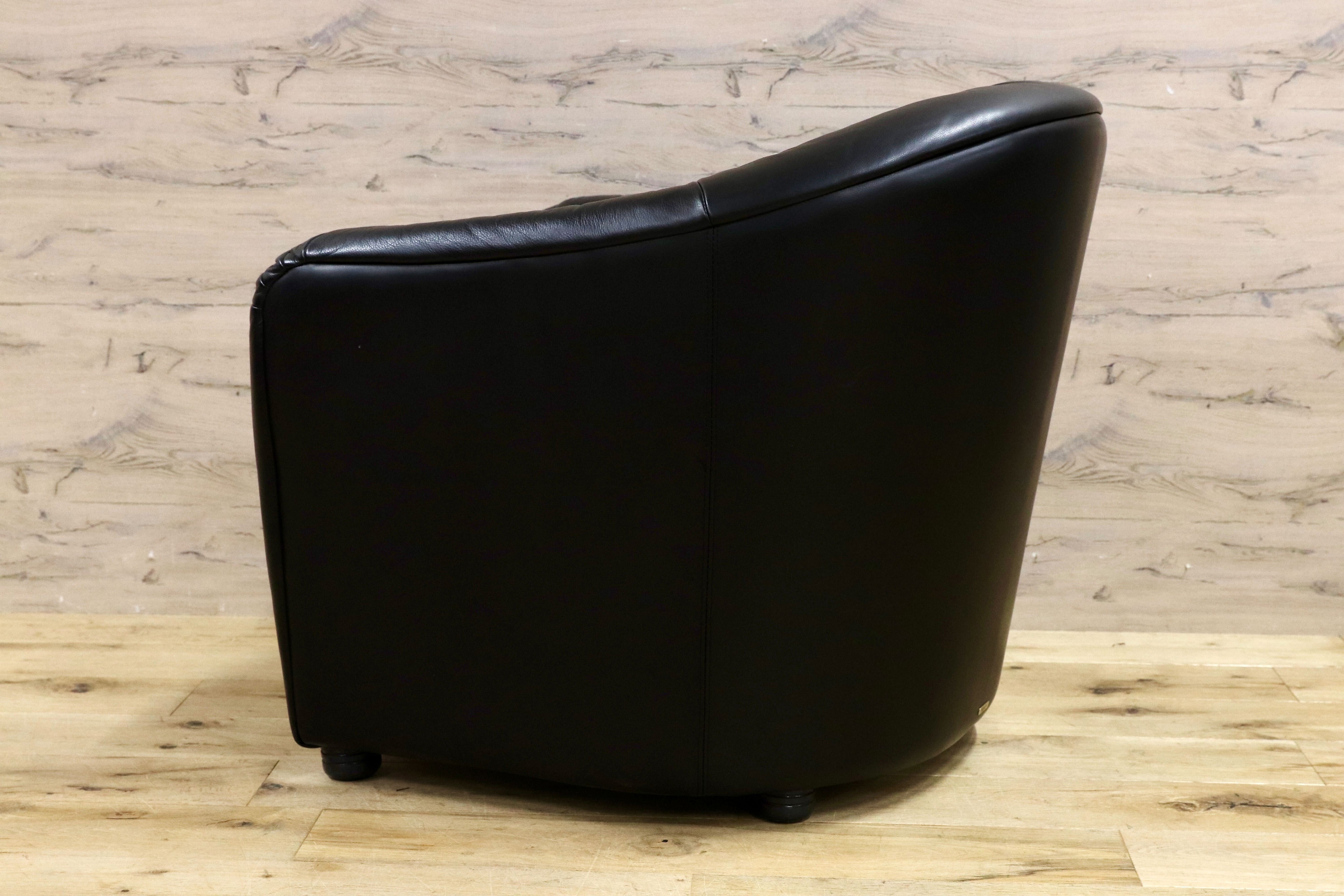 GMHN385F○HUKLA / フクラ 1人掛けソファ ラウンジチェア パーソナルチェア 黒 総革 IDC大塚家具 デザイナーズ ドイツ 約23万