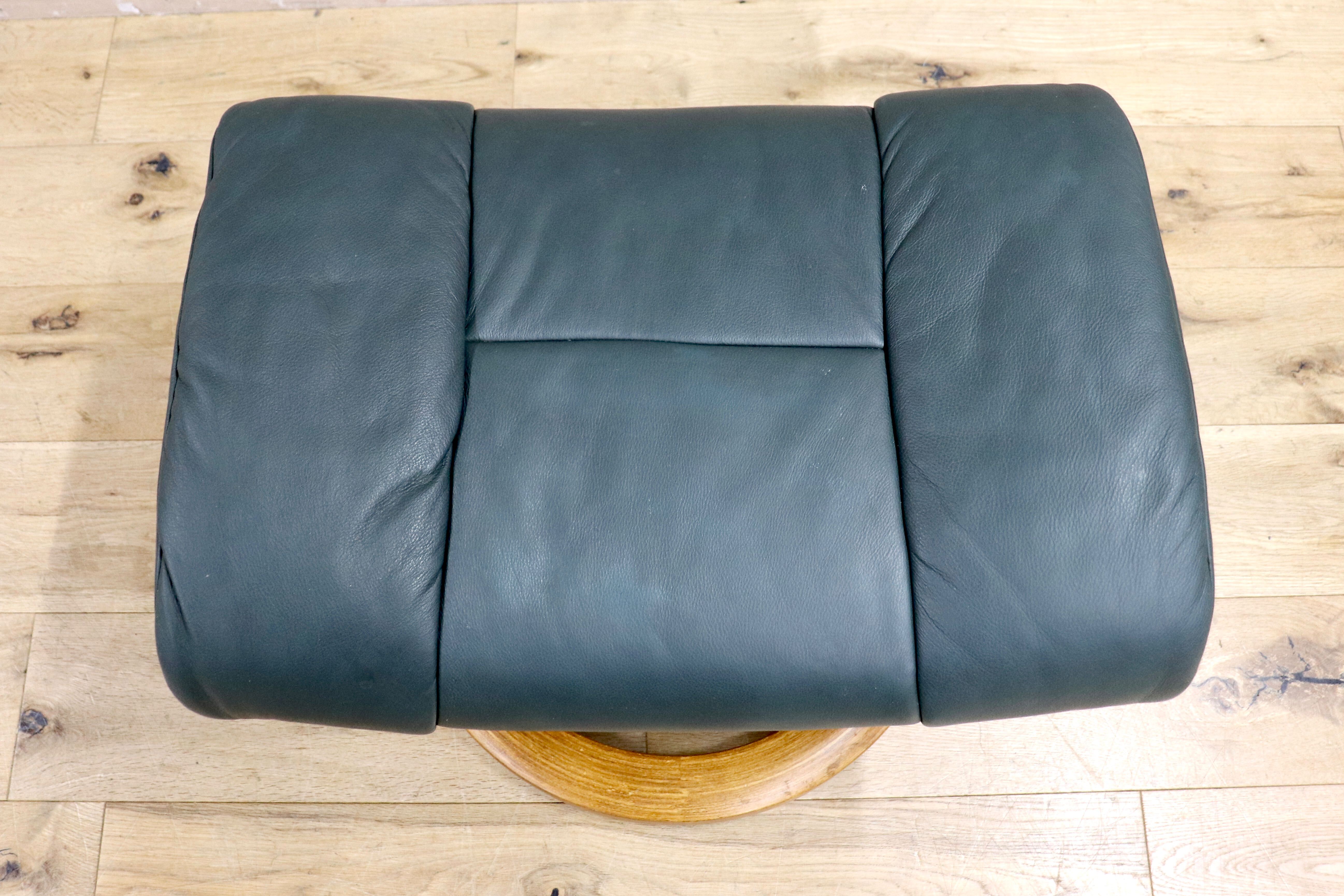 GMHH486A○EKORNES / エコーネス stressless オットマン 足置き フットスツール 可動式 総革 ダークグリーン 北欧 ノルウェー