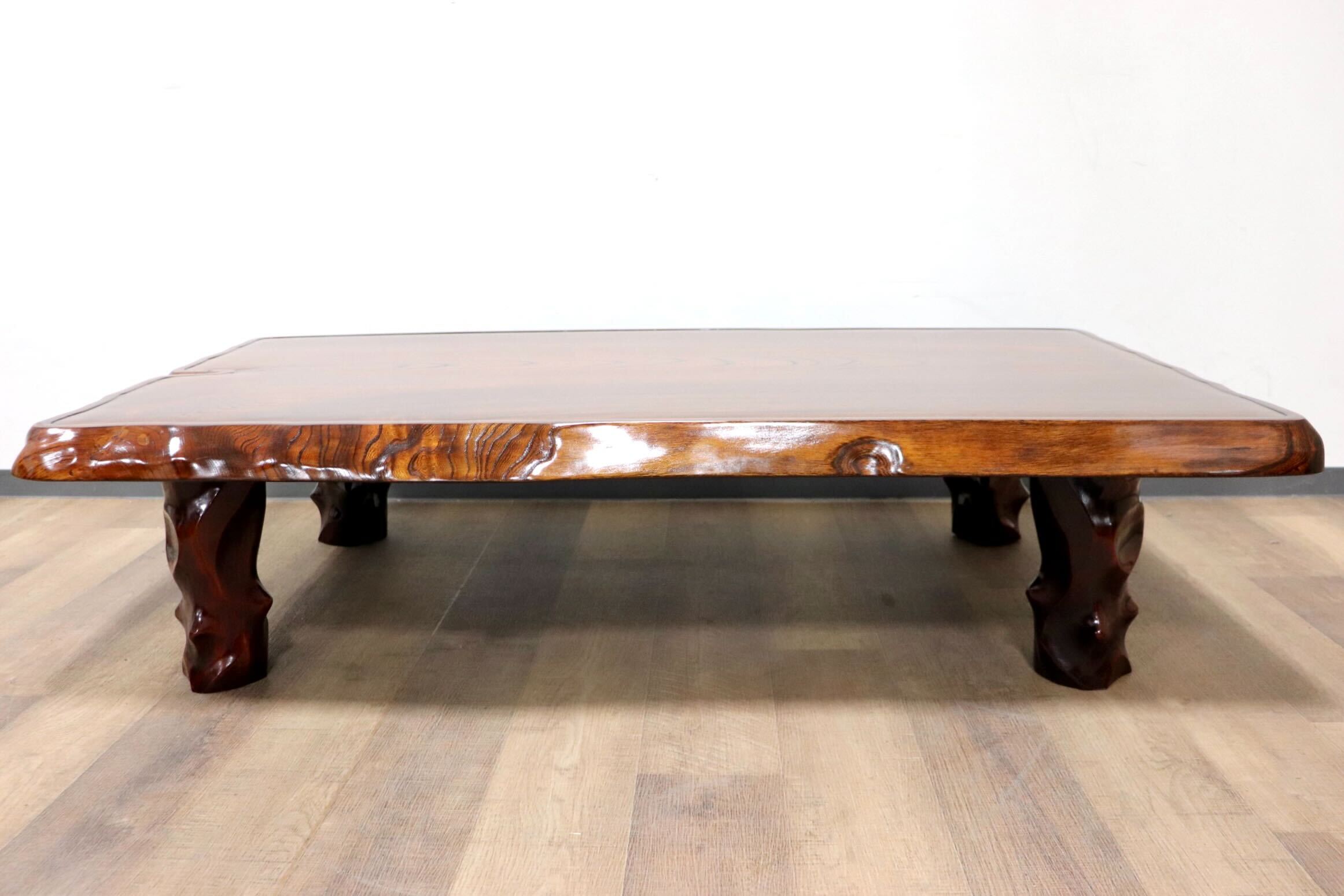 GMGF115○三光 欅材 無垢材 座卓 ローテーブル リビングテーブル 漆塗り 和室 和モダン IDC大塚家具 伝統工芸 希少 定価約55万 展示品