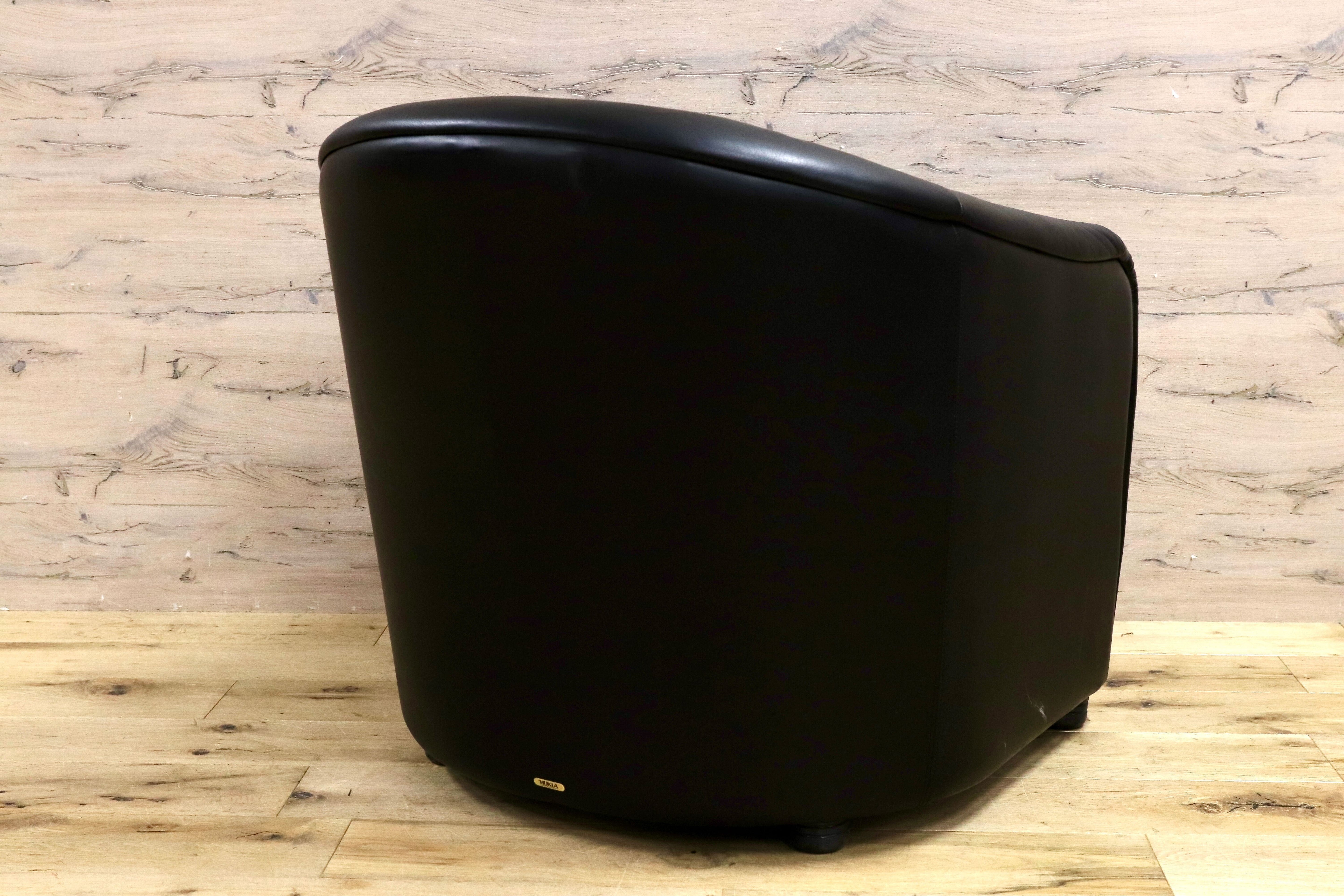 GMHN385G○HUKLA / フクラ 1人掛けソファ ラウンジチェア パーソナルチェア 黒 総革 IDC大塚家具 デザイナーズ ドイツ 約23万