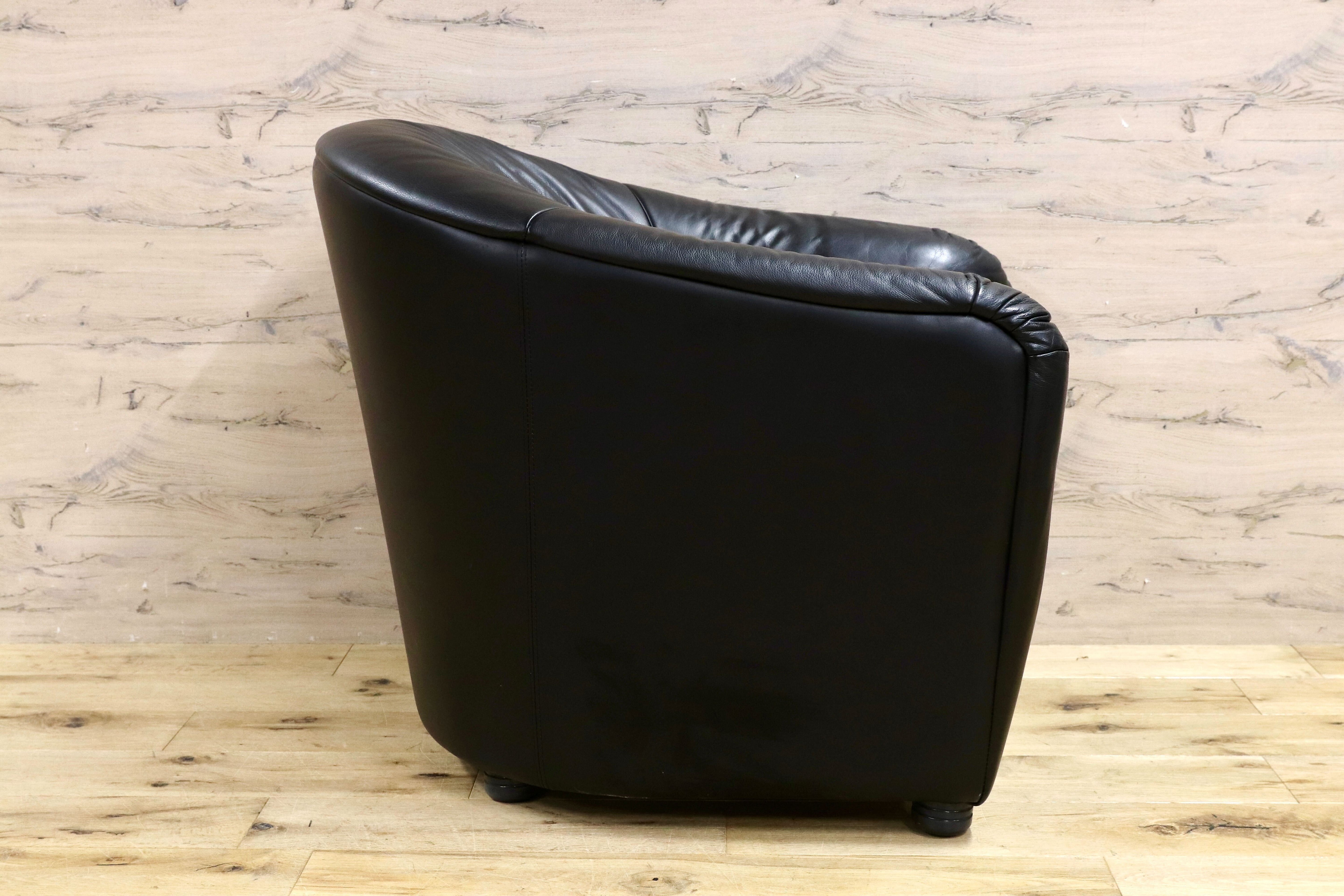 GMHN385G○HUKLA / フクラ 1人掛けソファ ラウンジチェア パーソナルチェア 黒 総革 IDC大塚家具 デザイナーズ ドイツ 約23万