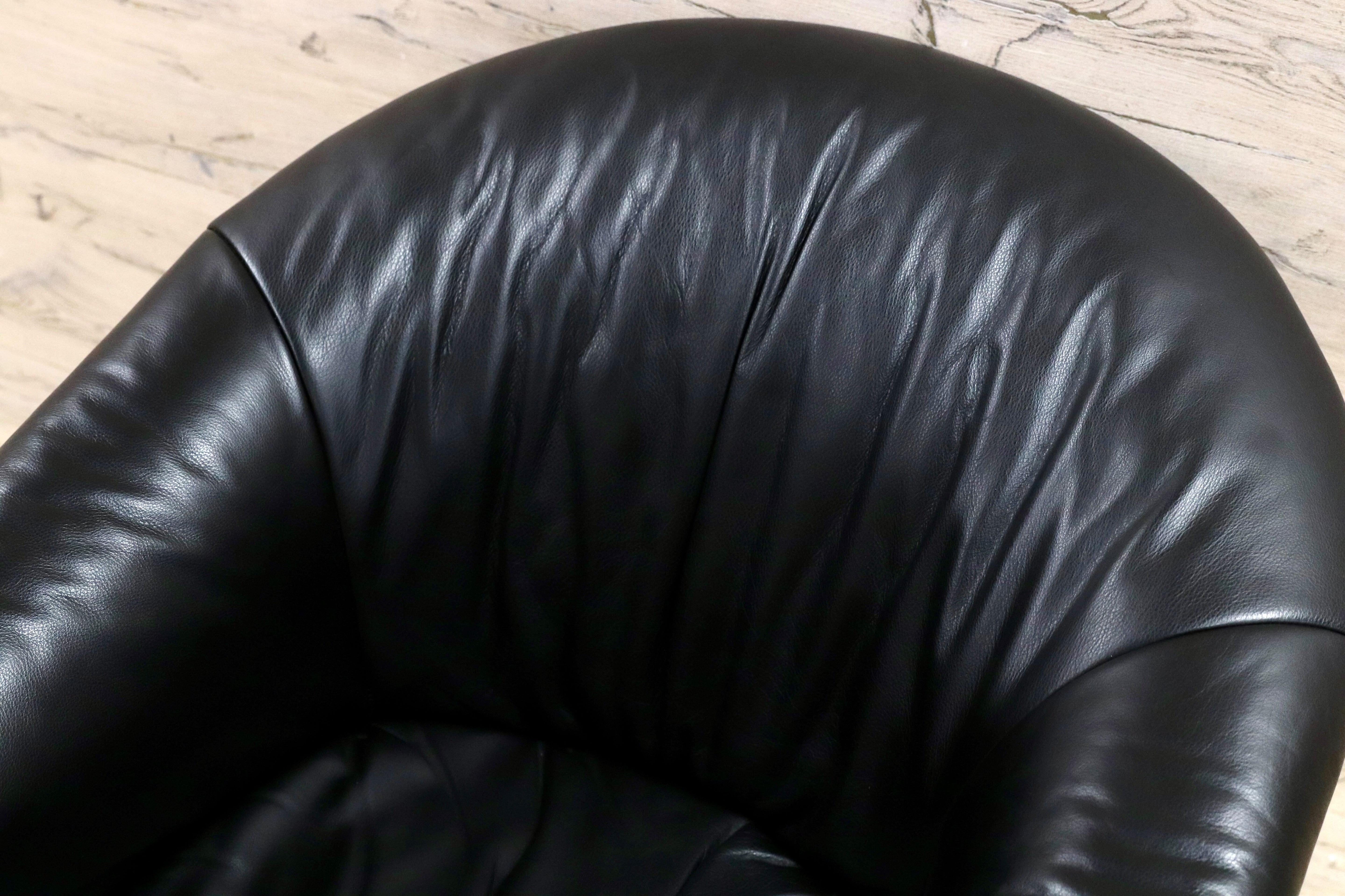 GMHN385G○HUKLA / フクラ 1人掛けソファ ラウンジチェア パーソナルチェア 黒 総革 IDC大塚家具 デザイナーズ ドイツ 約23万