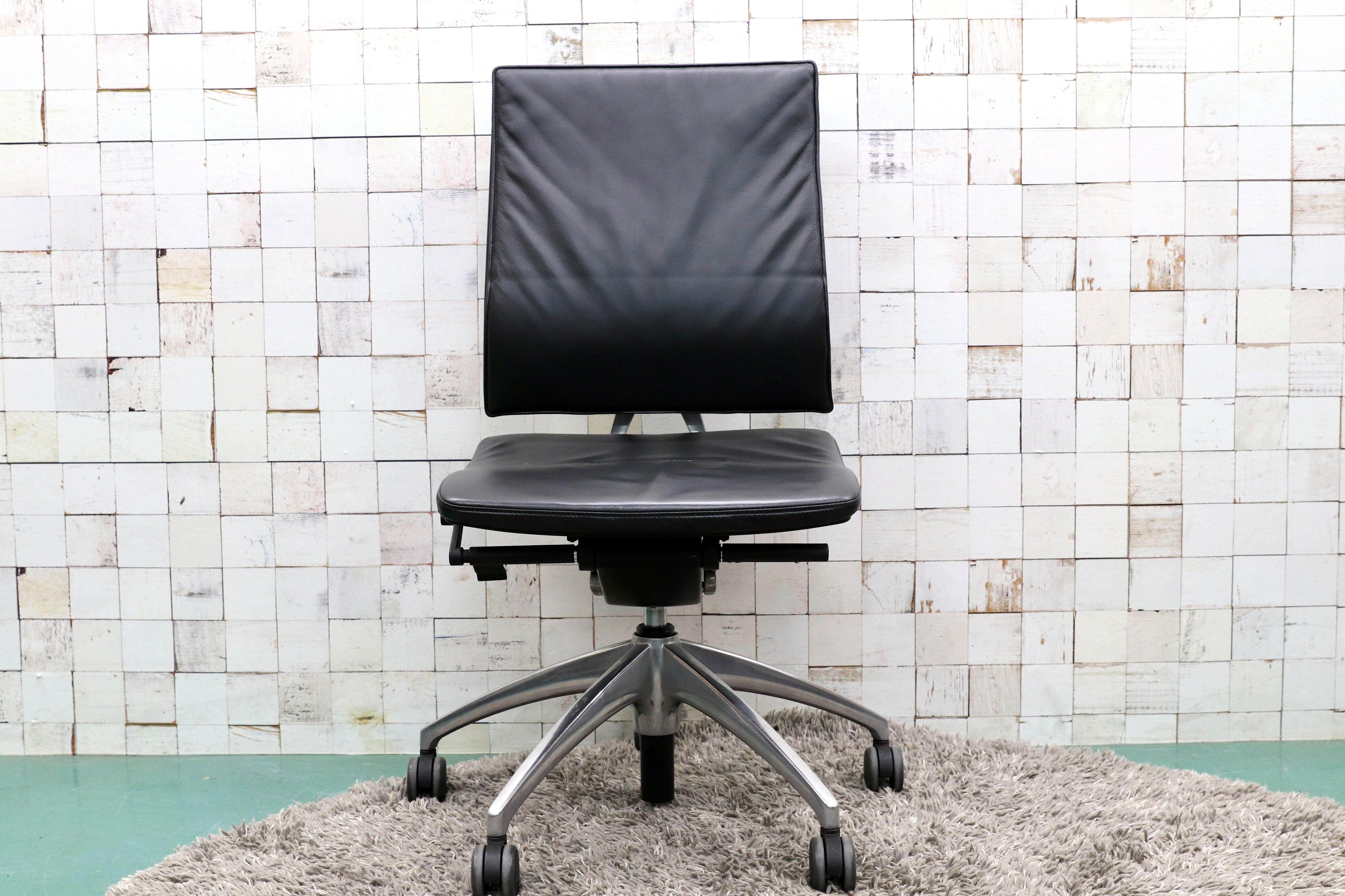 GMGF56D○sedus / セダス OPEN UP オープンアップ デスクチェア アームレス 本革 黒 書斎椅子 オフィスチェア ドイツ ヤマギワ 約30万