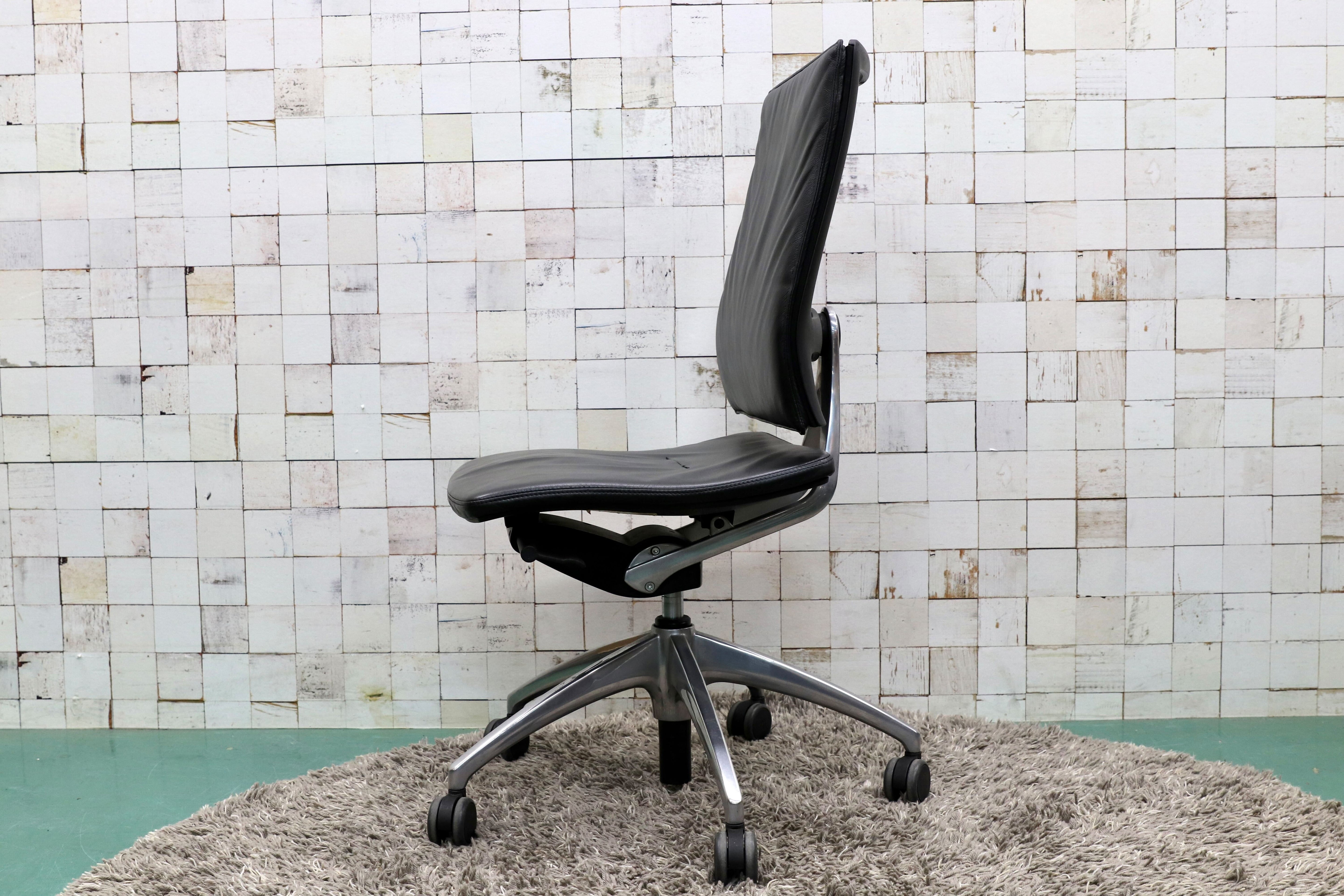 GMGF56D○sedus / セダス OPEN UP オープンアップ デスクチェア アームレス 本革 黒 書斎椅子 オフィスチェア ドイツ ヤマギワ 約30万