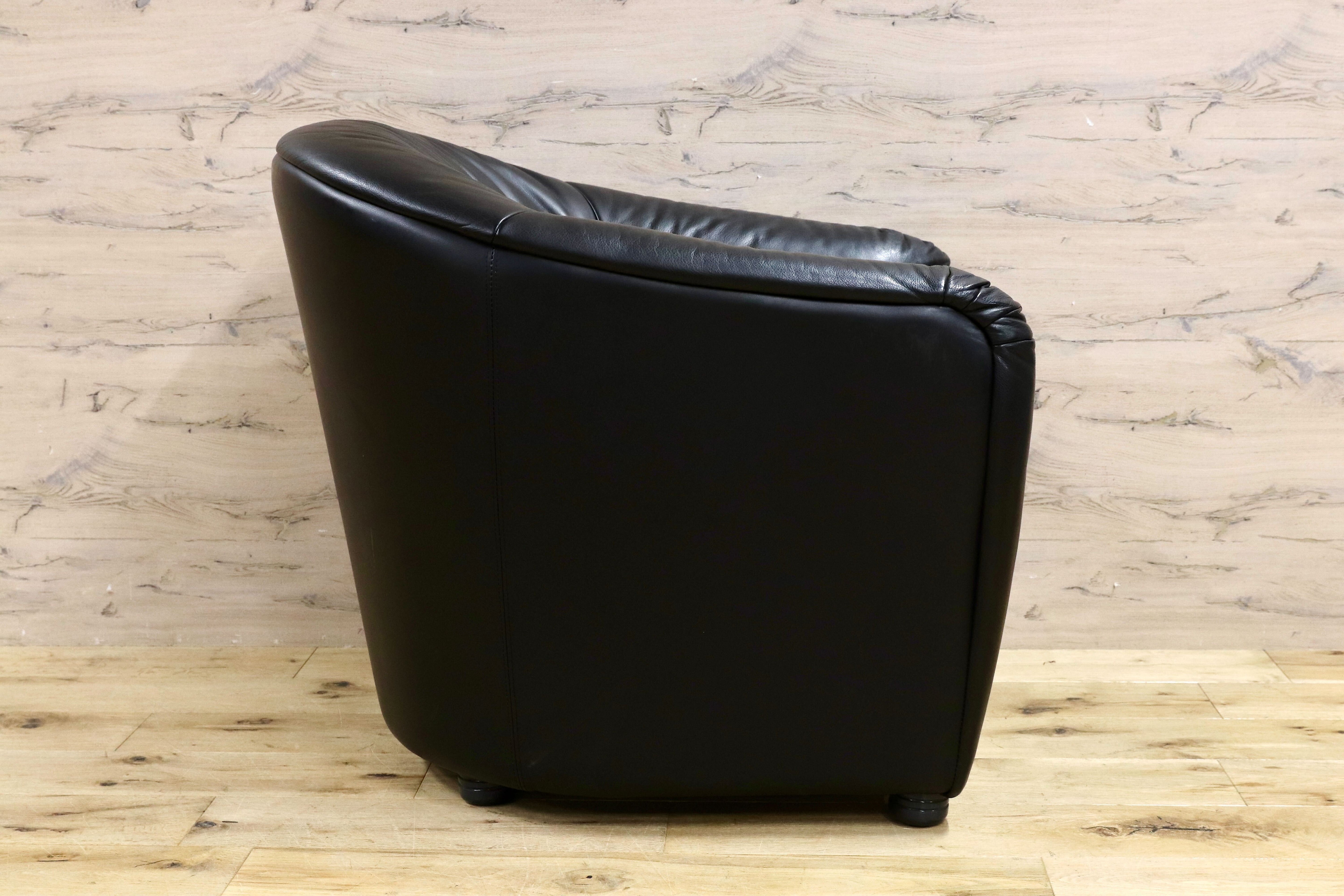 GMHN385H○HUKLA / フクラ 1人掛けソファ ラウンジチェア パーソナルチェア 黒 総革 IDC大塚家具 デザイナーズ ドイツ 約23万