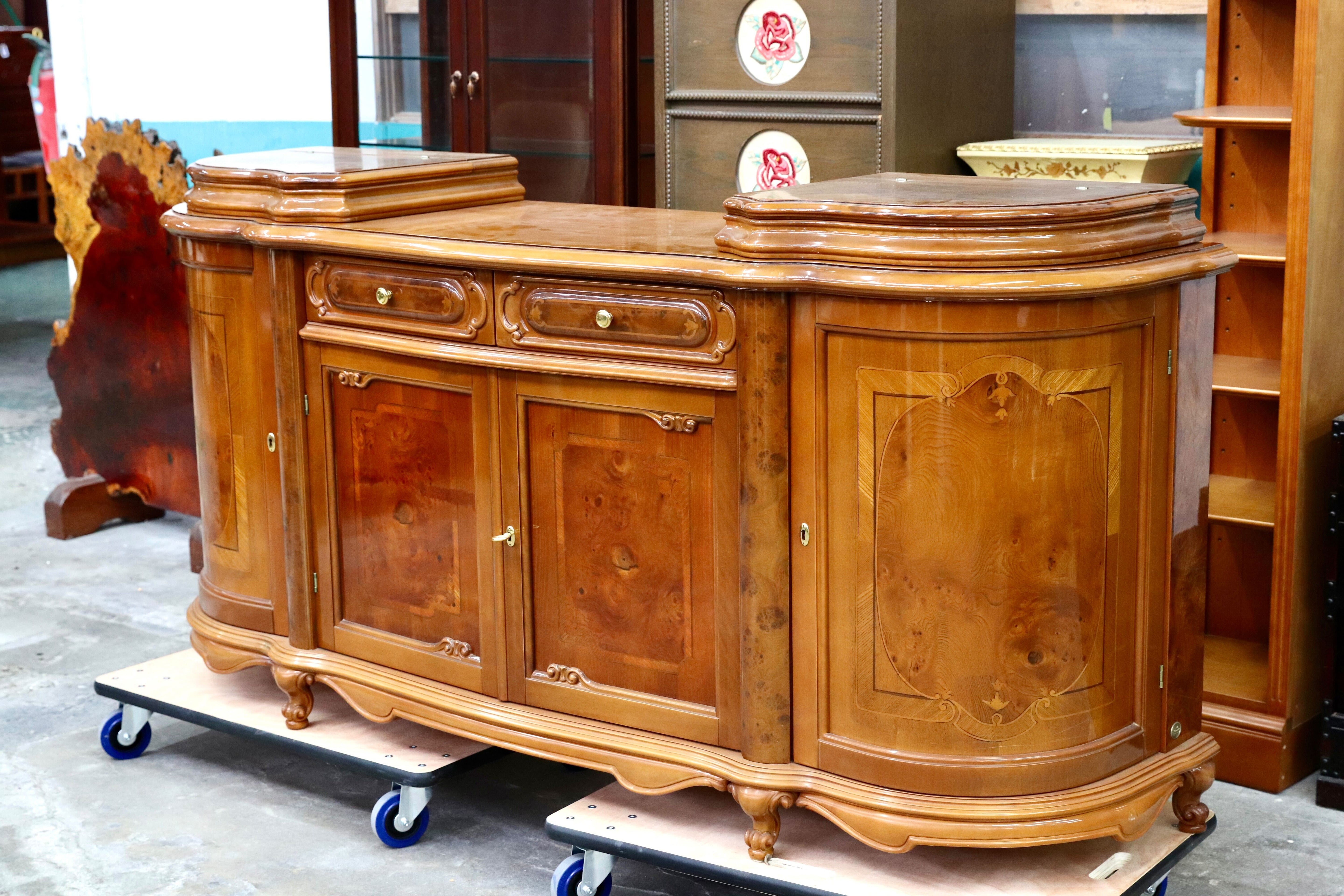 GMIK582○Pistolesi Firenze / ピストレージ イタリア製 リビングボード サイドボード キャビネット 象嵌細工 クラシック 最高級