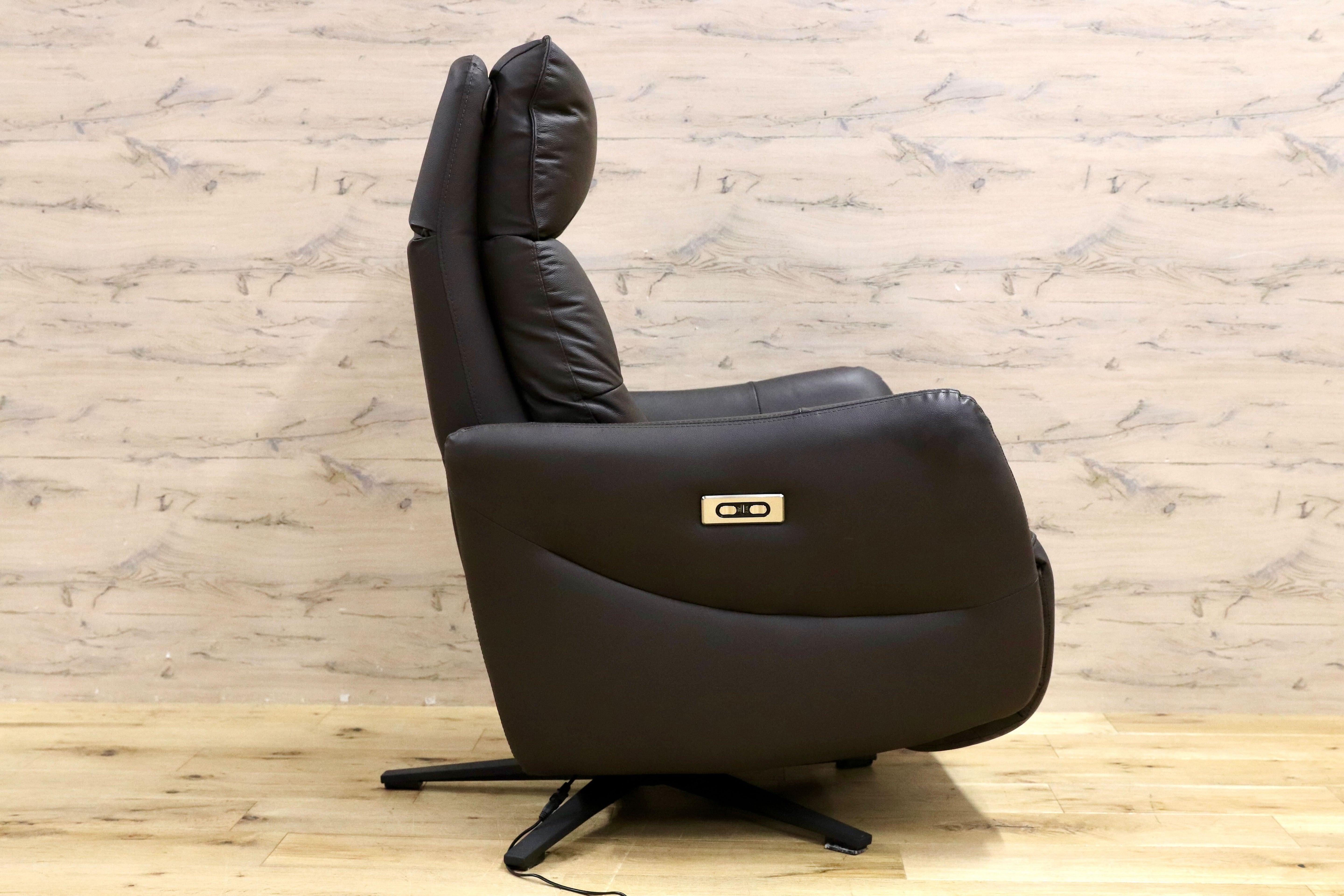 GMIS165○電動 リクライニングチェア パーソナルチェア リクライニングソファ 本革 ダークブラウン 定価約10万