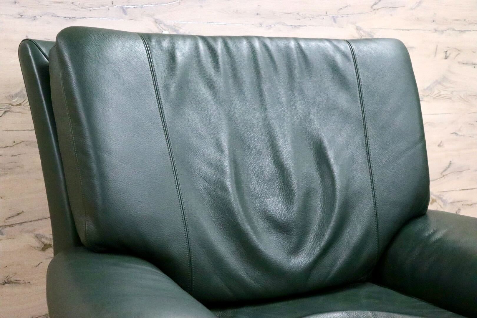 GMHS310○karimoku / カリモク ZT9500 1人掛けソファ シングルソファ 本革 グリーン 椅子 モダン 国産家具 美品