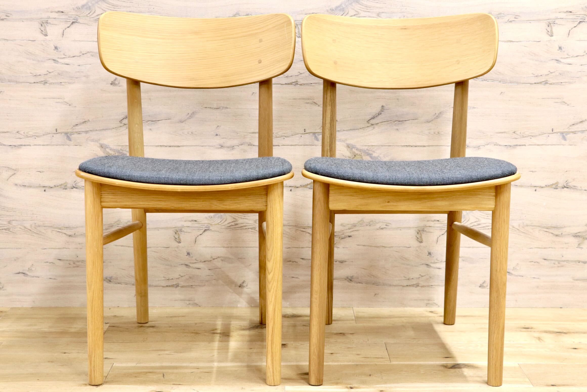 GMIN2A○無印良品 / MUJI ラウンドチェア ダイニングチェア オーク材 2脚セット ナチュラル 北欧スタイル 定価約5.9万