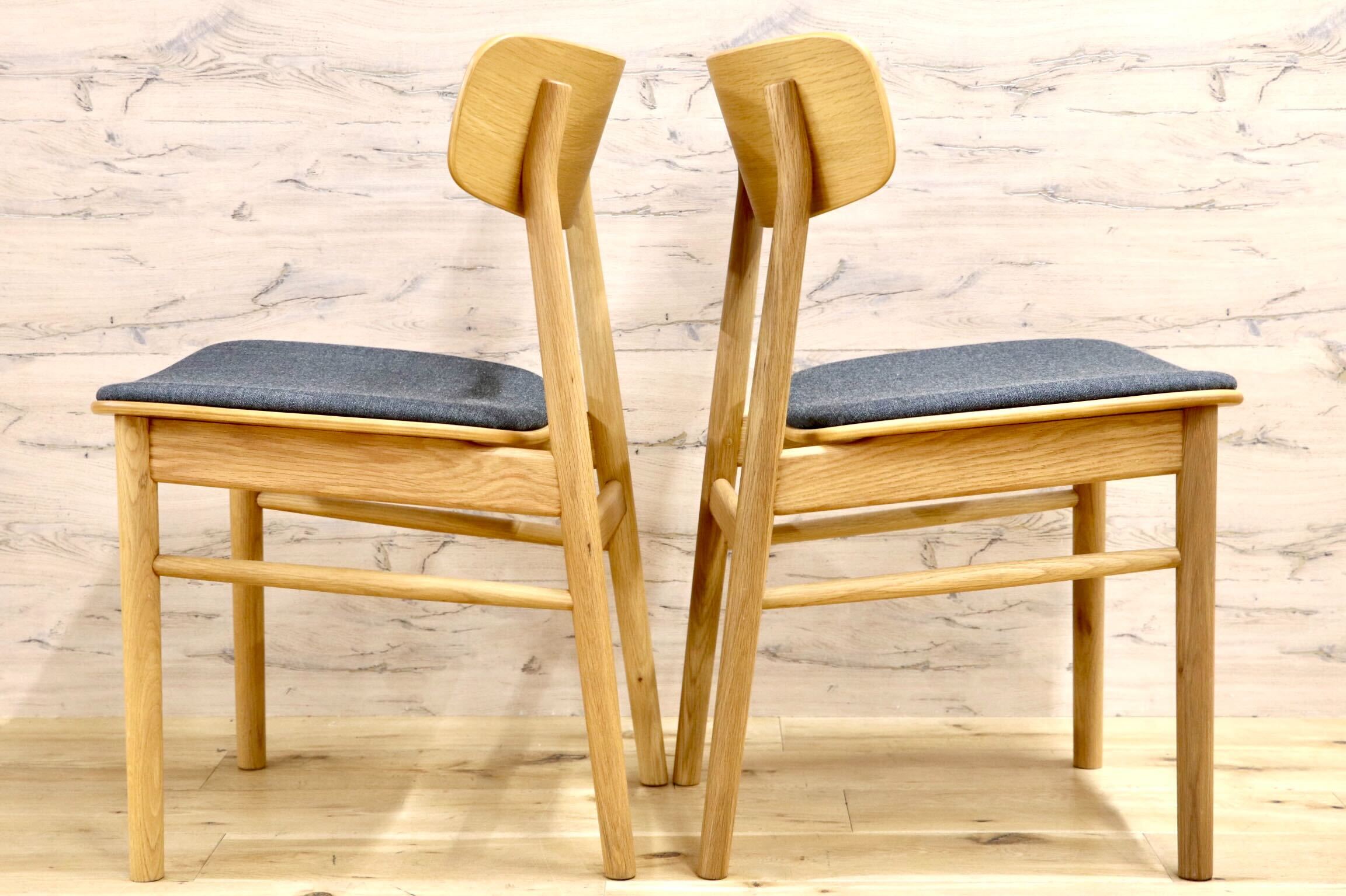 GMIN2A○無印良品 / MUJI ラウンドチェア ダイニングチェア オーク材 2脚セット ナチュラル 北欧スタイル 定価約5.9万