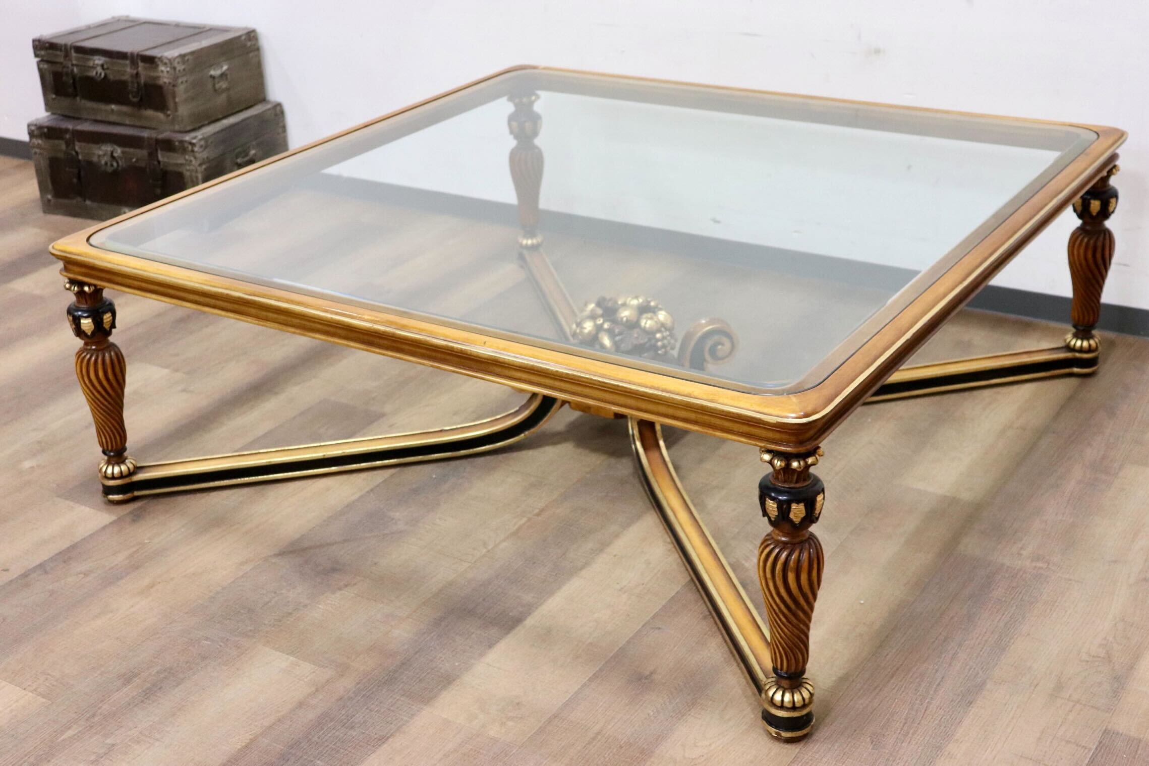 GMHH490○西洋 アンティーク リビングテーブル センターテーブル ガラス 彫刻 エレガント 検)スペイン MARINER VARO.S.A. VALENTI