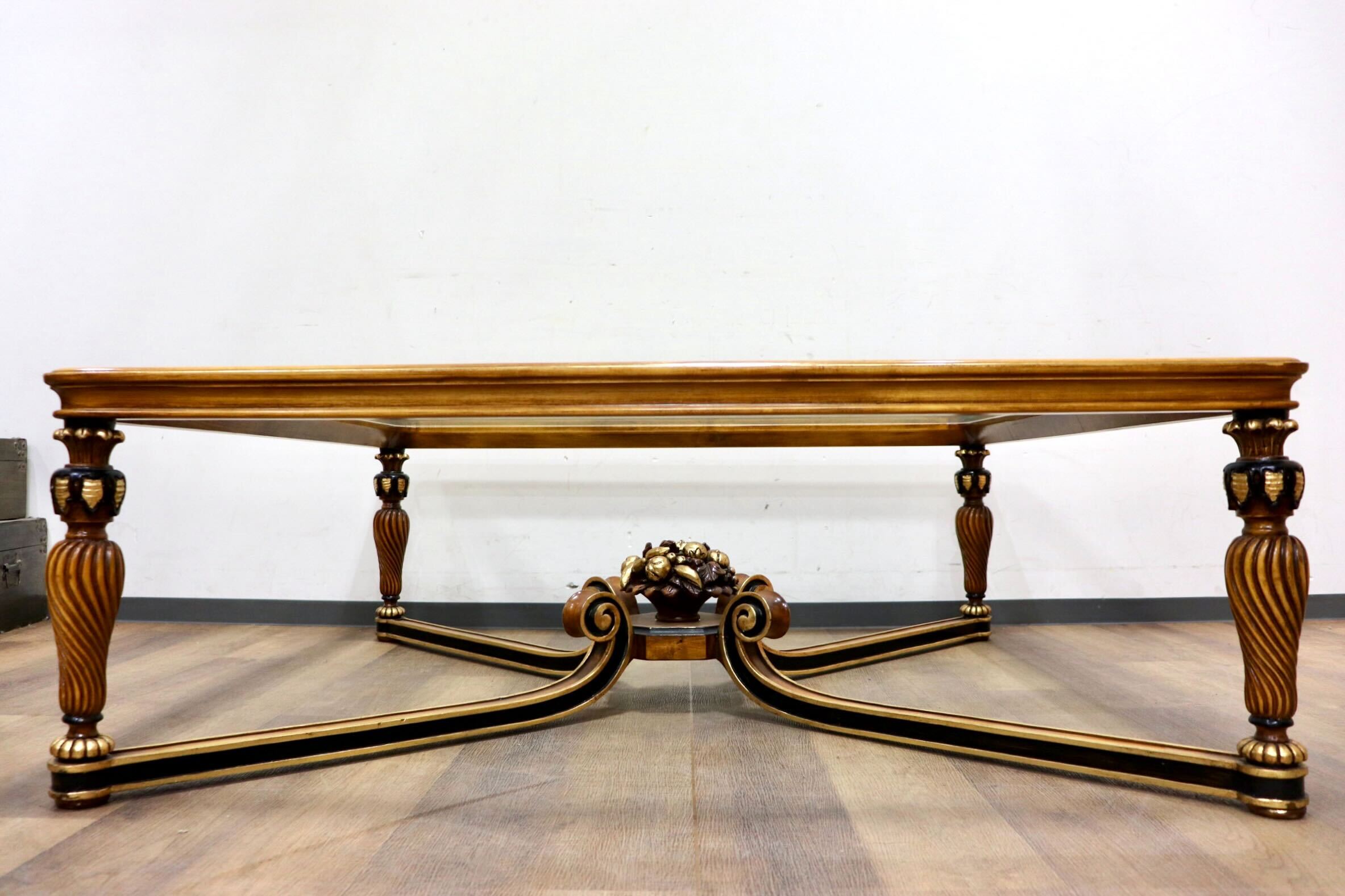 GMHH490○西洋 アンティーク リビングテーブル センターテーブル ガラス 彫刻 エレガント 検)スペイン MARINER VARO.S.A. VALENTI