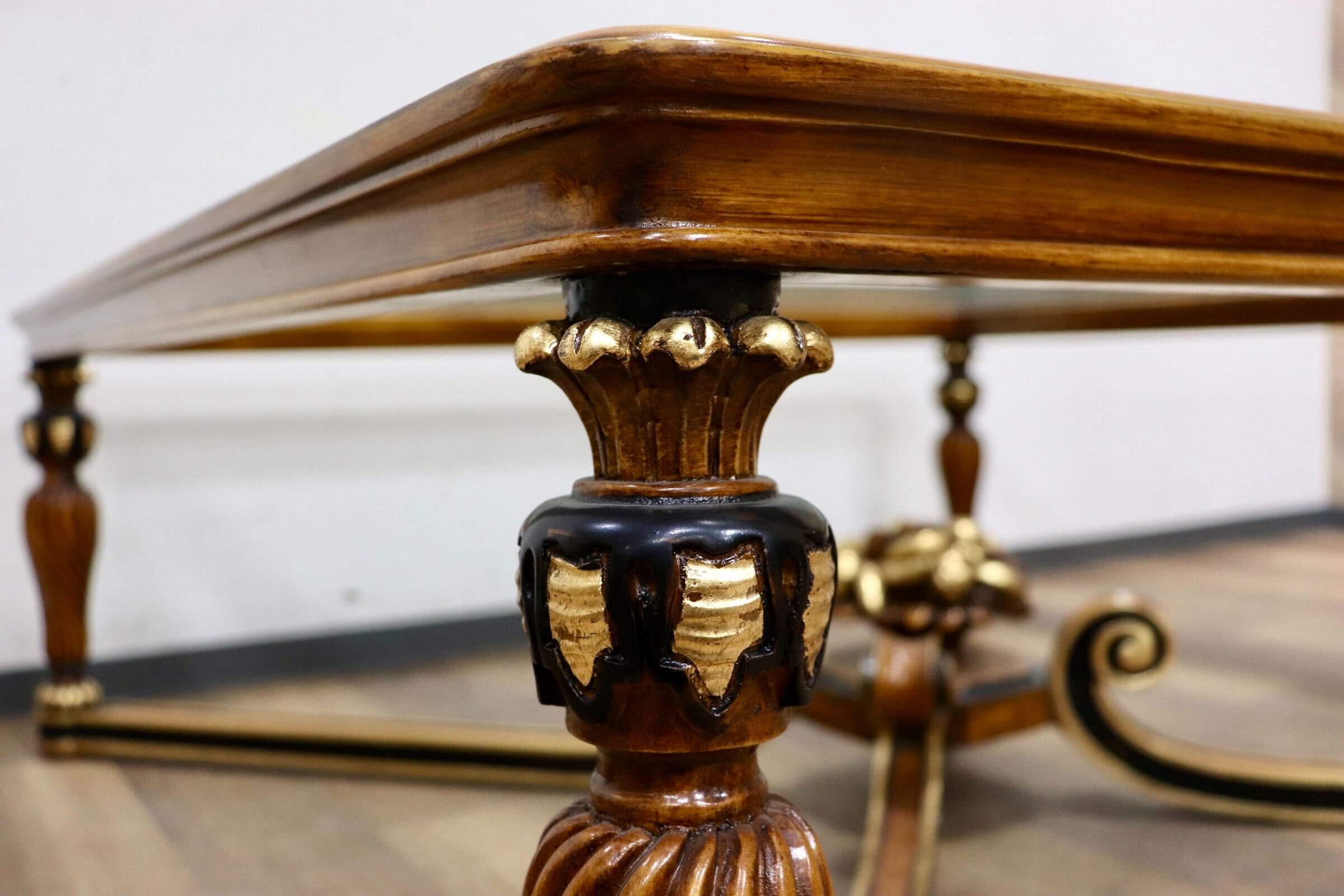 GMHH490○西洋 アンティーク リビングテーブル センターテーブル ガラス 彫刻 エレガント 検)スペイン MARINER VARO.S.A. VALENTI