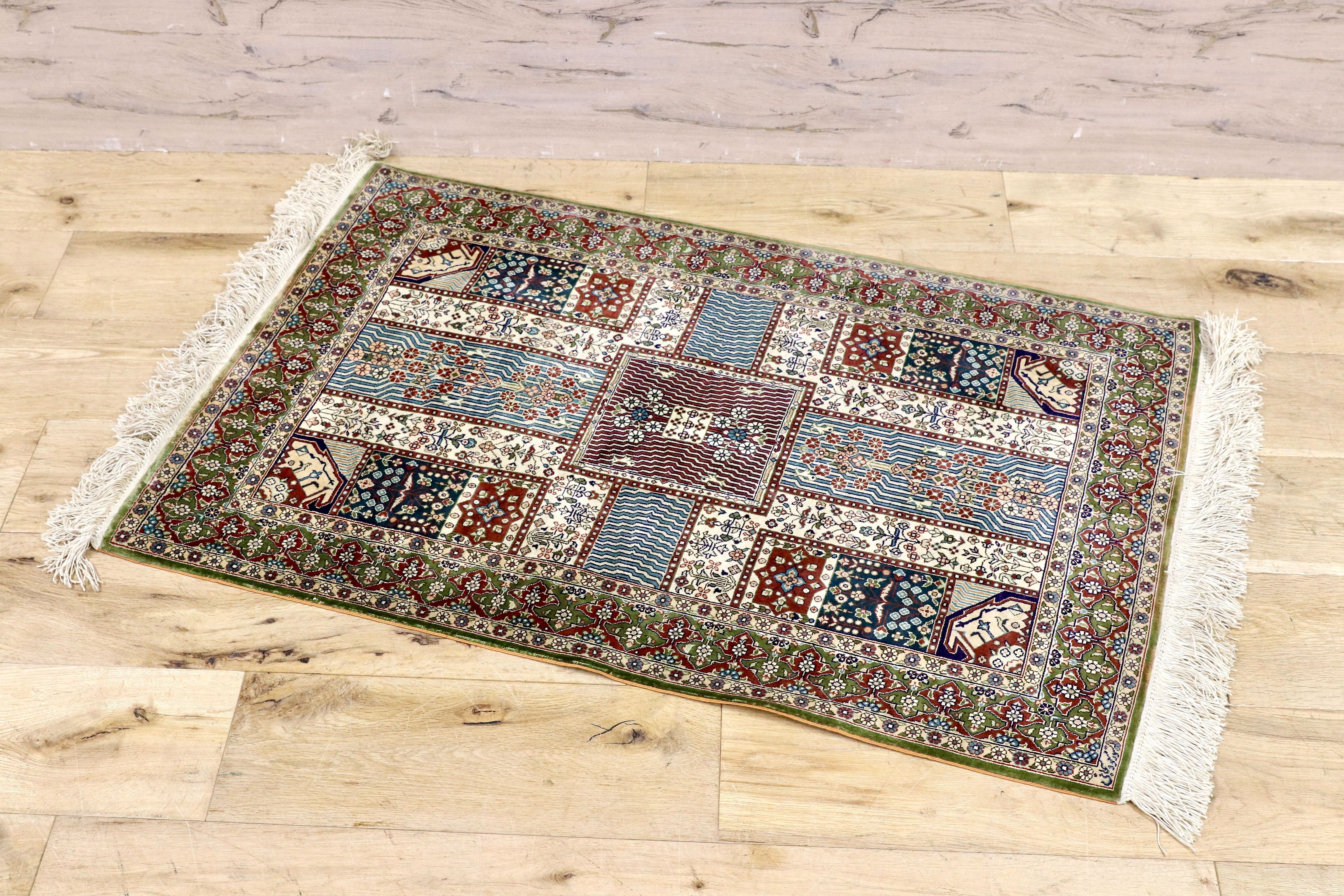 GMHH386A○ペルシャ絨毯 ラグ カーペット 伝統工芸 アンティーク シルク