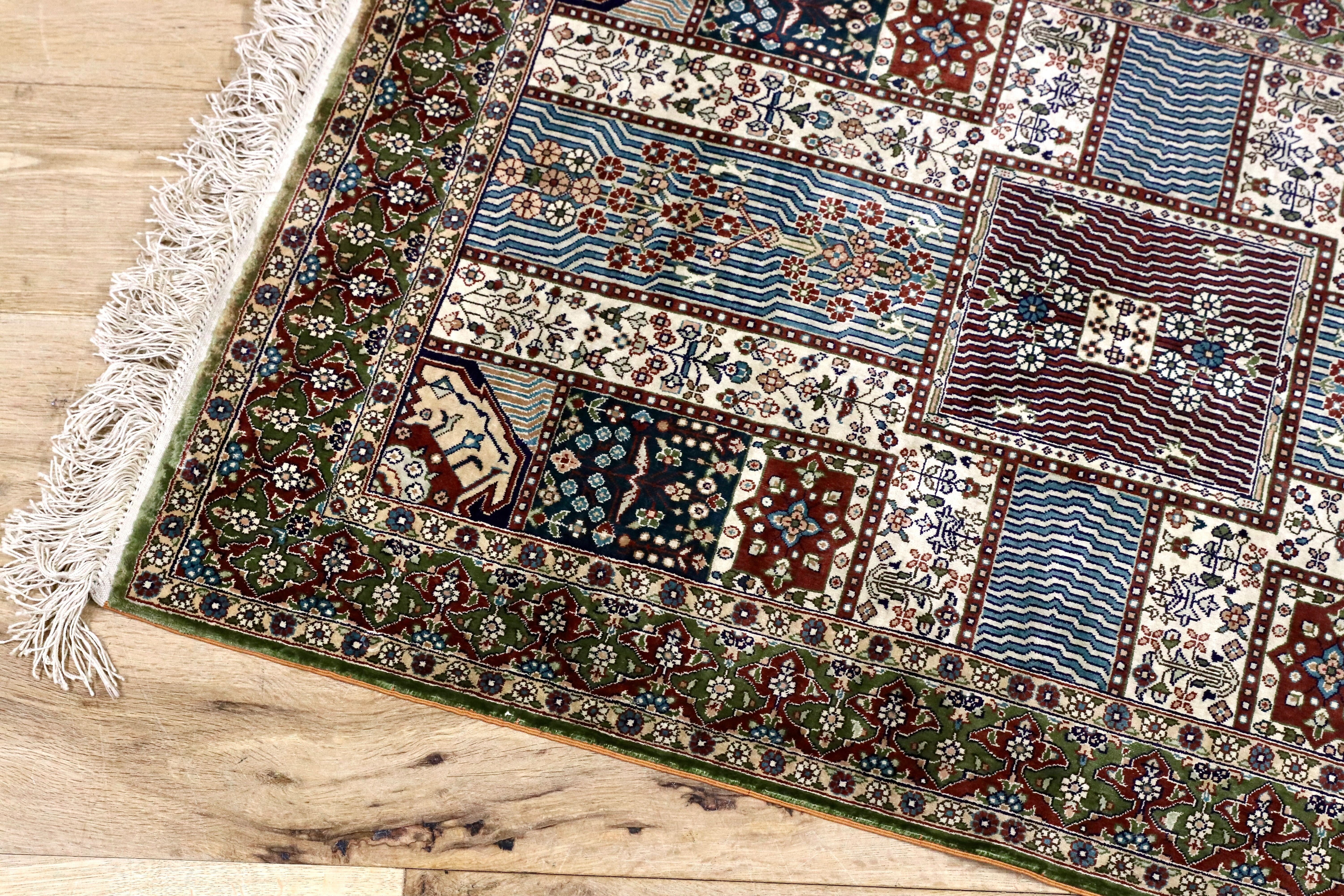 GMHH386A○ペルシャ絨毯 ラグ カーペット 伝統工芸 アンティーク シルク