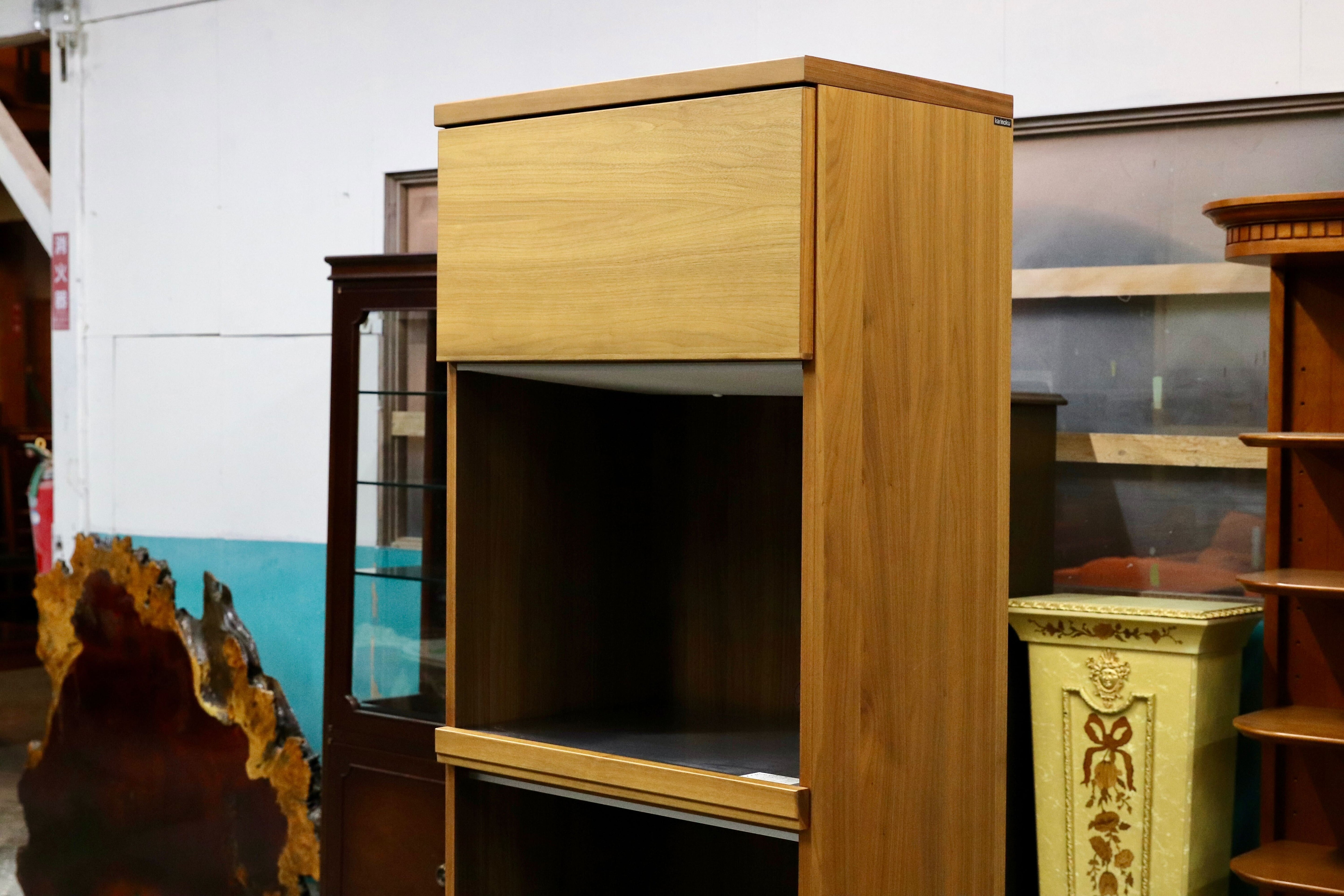 GMIS389○karimoku / カリモク レンジボード カップボード 食器棚 ウォールナット 北欧モダン 国産家具 約16.8万