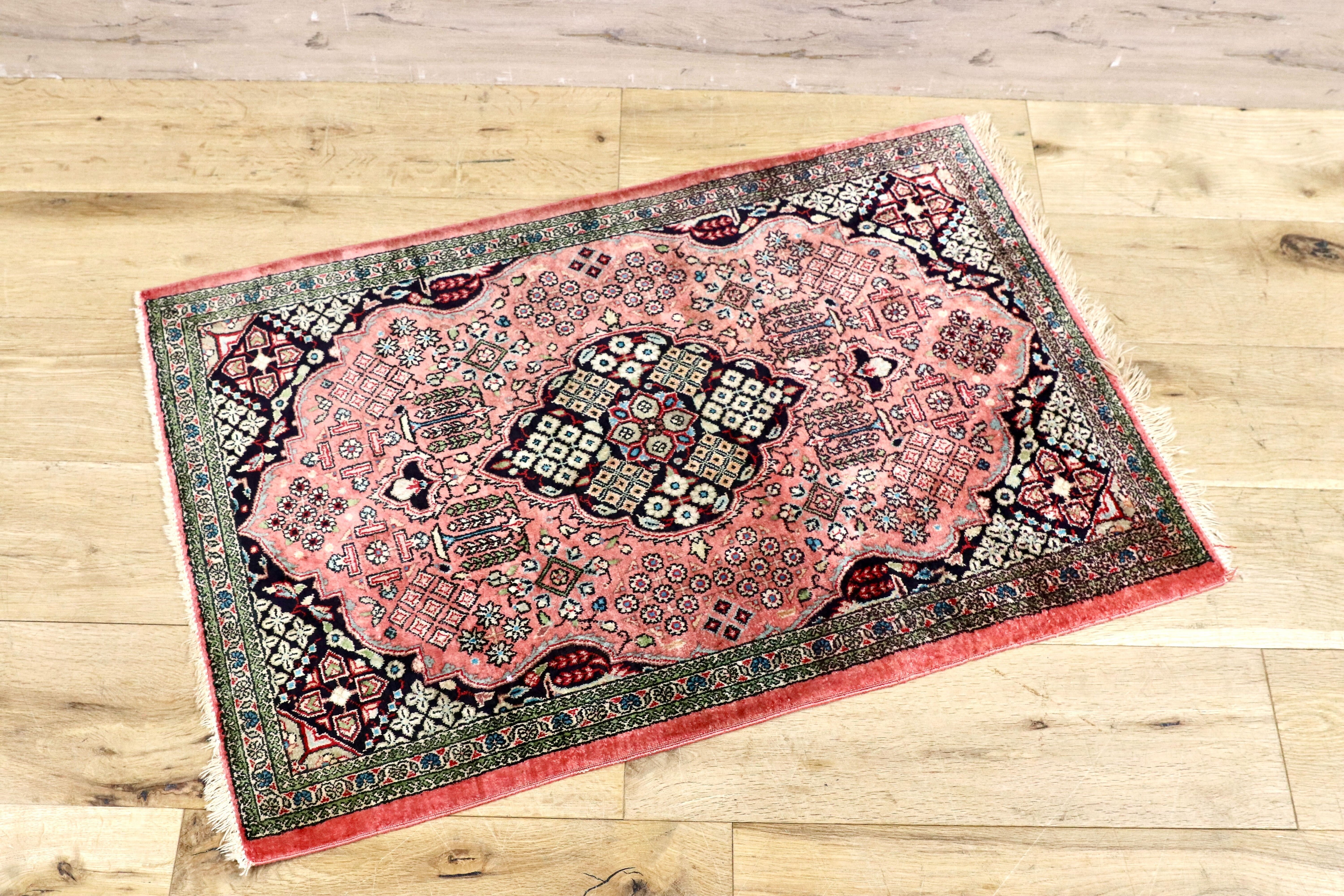 GMHH386B○ペルシャ絨毯 ラグ カーペット 伝統工芸 アンティーク シルク