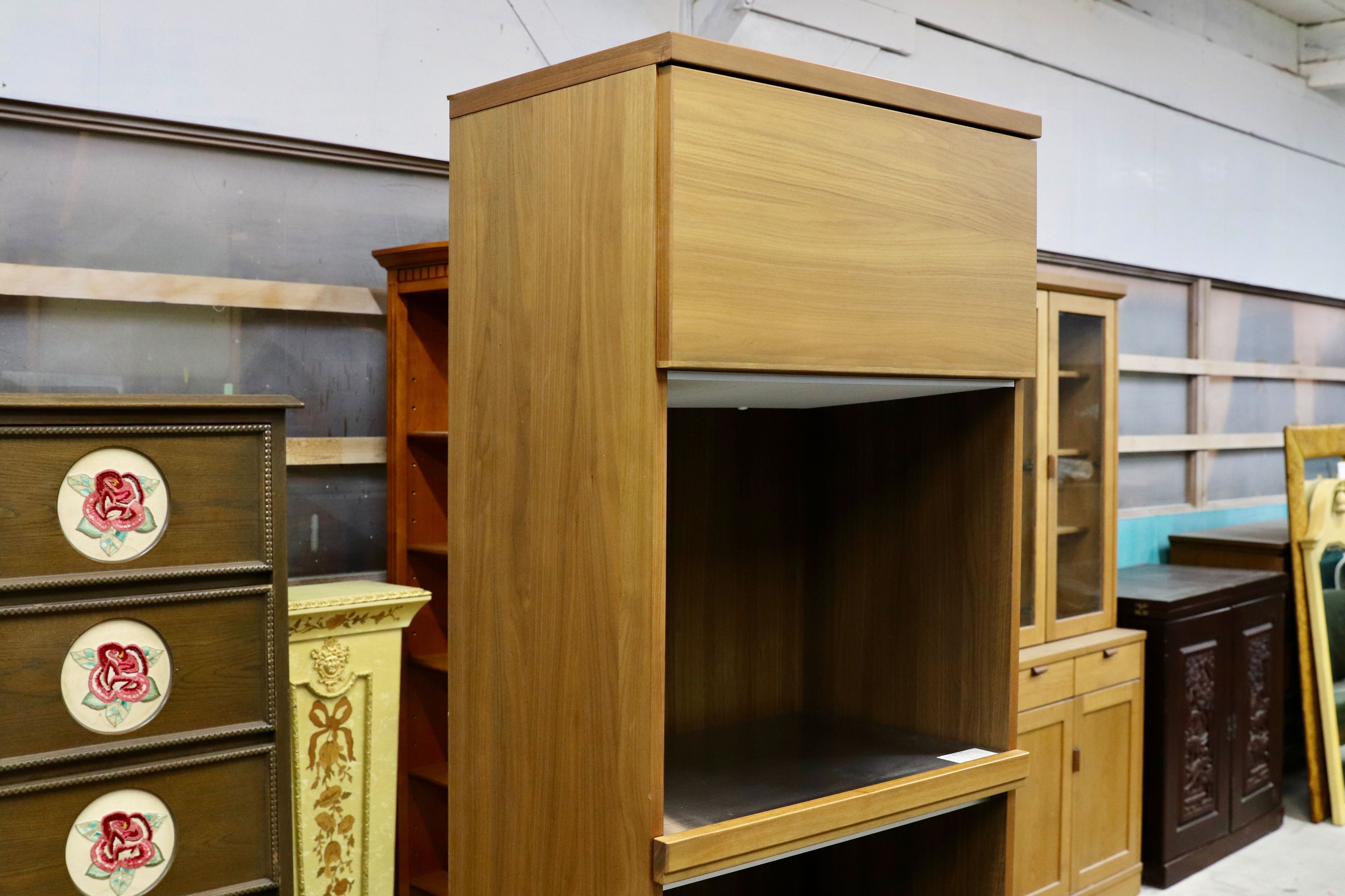 GMIS389○karimoku / カリモク レンジボード カップボード 食器棚 ウォールナット 北欧モダン 国産家具 約16.8万