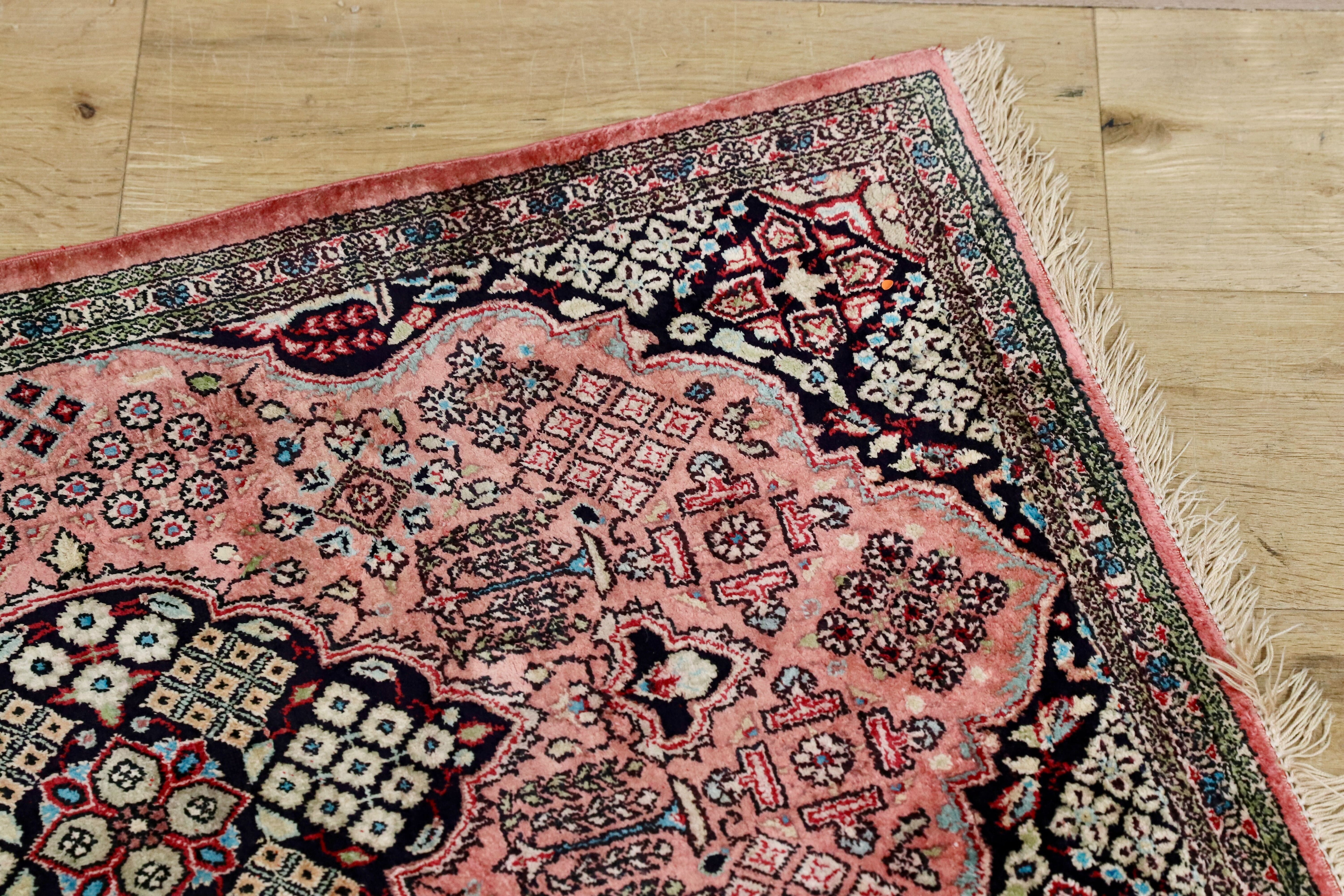 GMHH386B○ペルシャ絨毯 ラグ カーペット 伝統工芸 アンティーク シルク