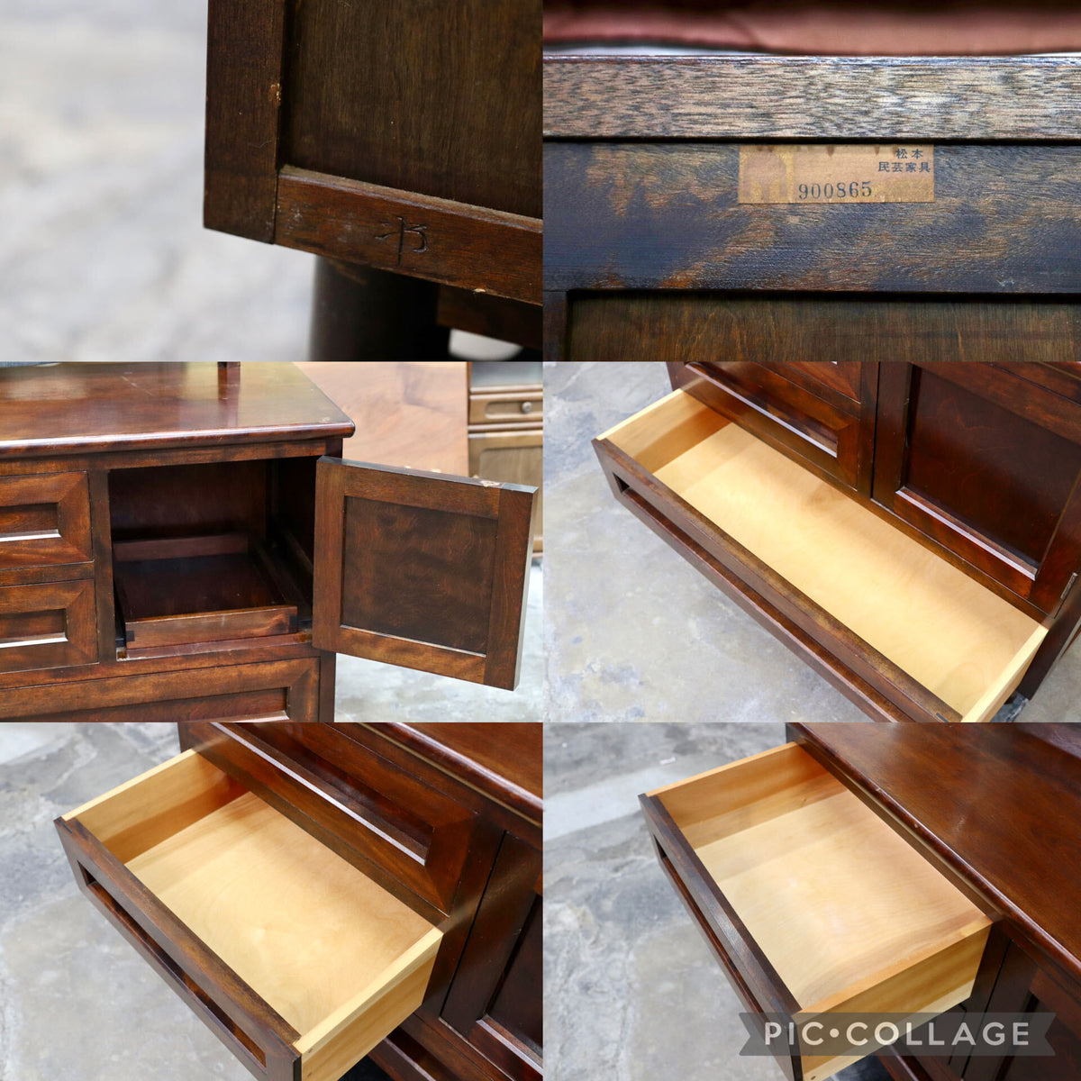 GMJK445○松本民芸家具 角型一面鏡 ドレッサー 鏡台 化粧台 ミラー ミズメザクラ 民芸家具 和家具 和モダン 国産家具 アンティーク 約39万