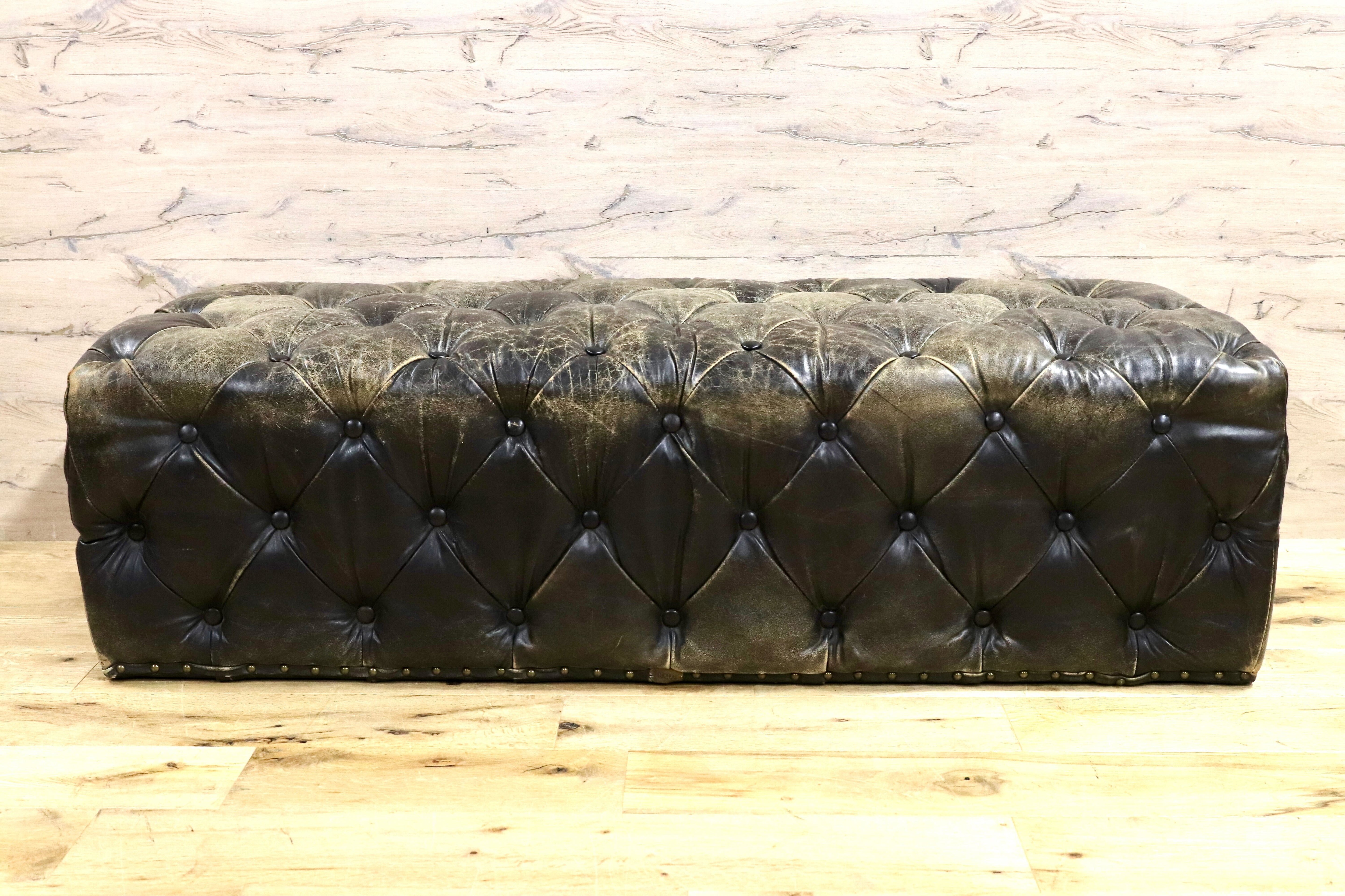 GMHK182○HALO / ハロ LORD DIGSBY LARGE OTTOMAN ロードディグズビー ラージ オットマン 総本革 ヴィンテージ 英国 定価19.1万