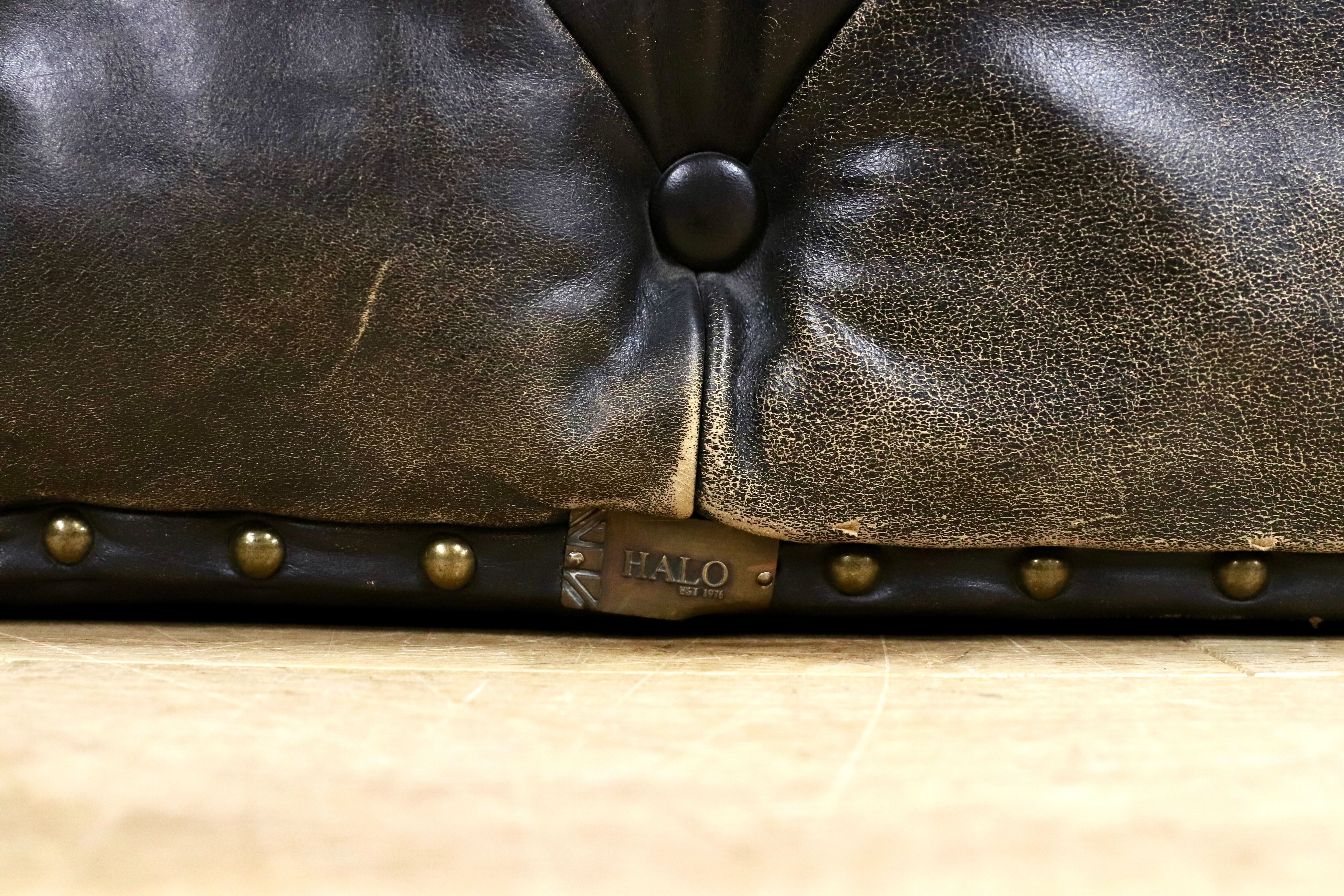 GMHK182○HALO / ハロ LORD DIGSBY LARGE OTTOMAN ロードディグズビー ラージ オットマン 総本革 ヴィンテージ 英国 定価19.1万