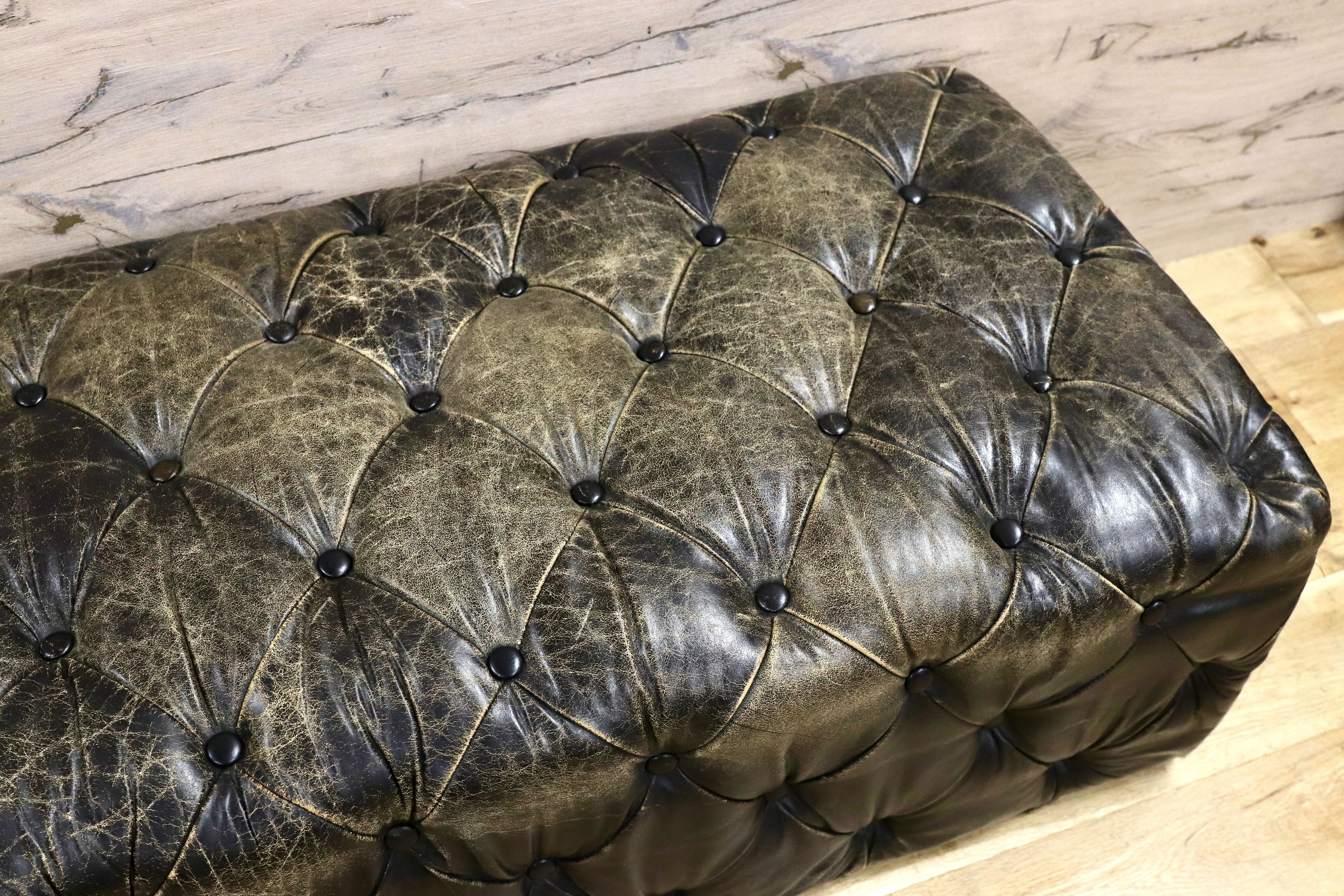 GMHK182○HALO / ハロ LORD DIGSBY LARGE OTTOMAN ロードディグズビー ラージ オットマン 総本革 ヴィンテージ 英国 定価19.1万