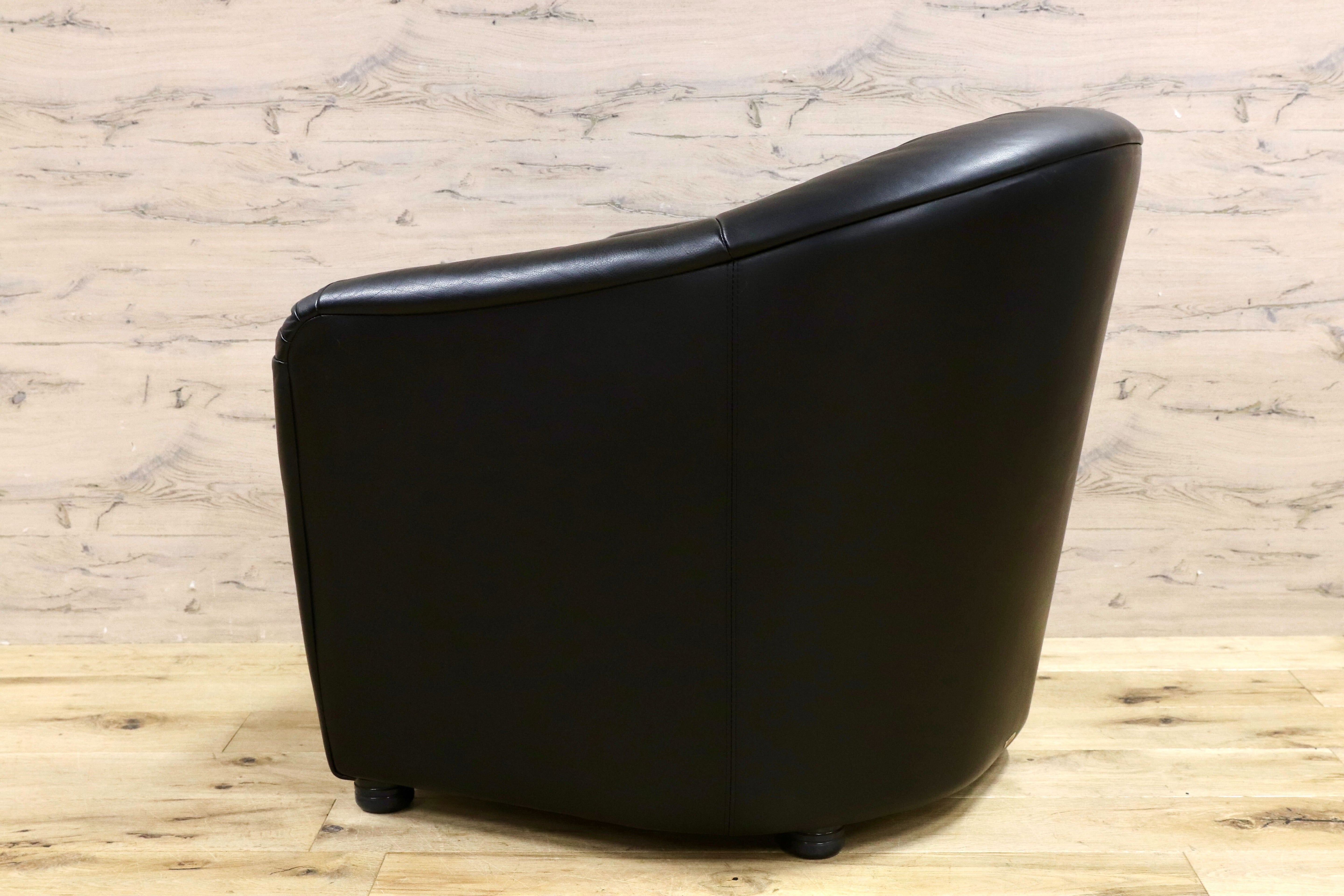 GMHN385K○HUKLA / フクラ 1人掛けソファ ラウンジチェア パーソナルチェア 黒 総革 IDC大塚家具 デザイナーズ ドイツ 約23万