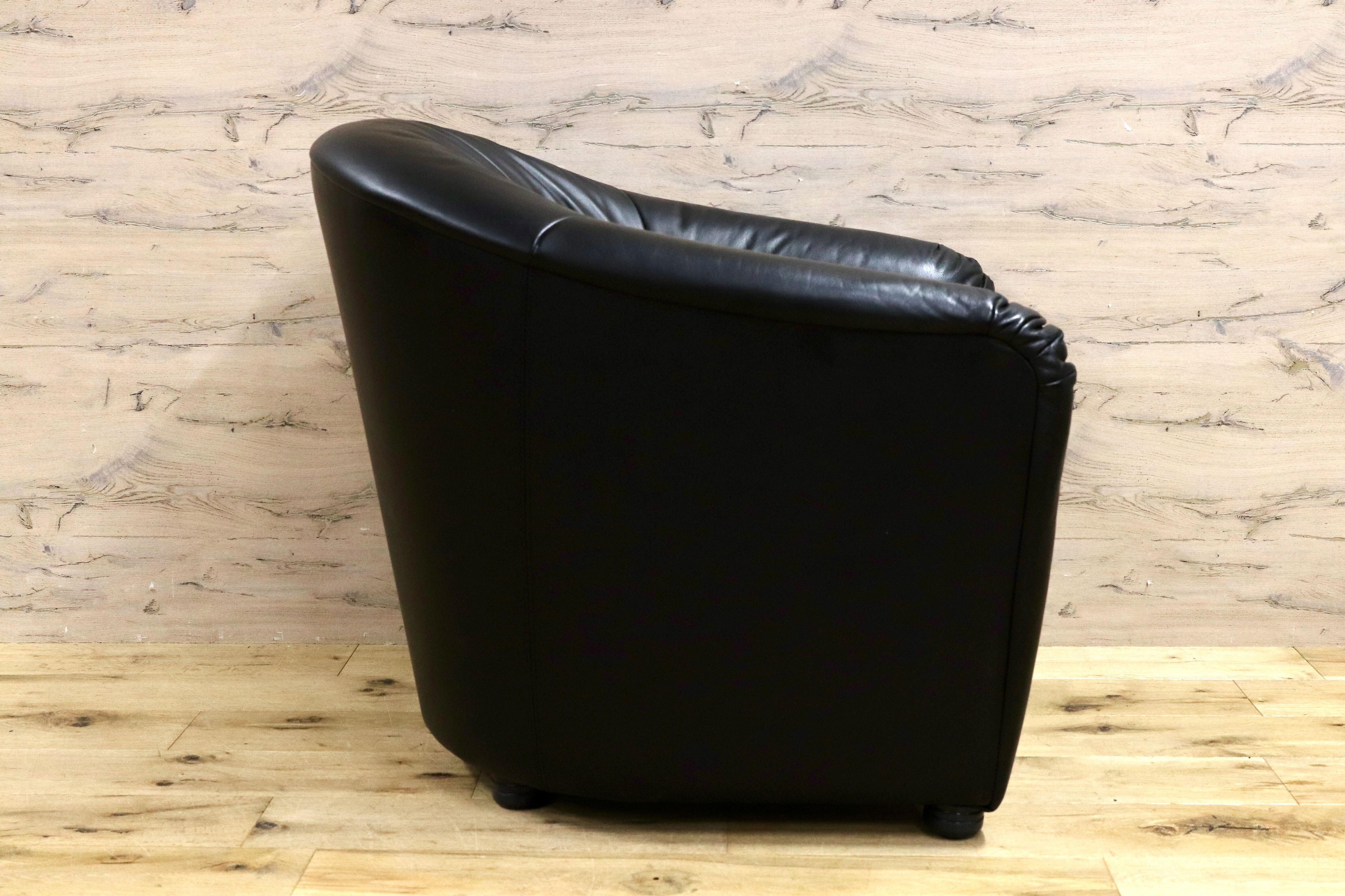 GMHN385K○HUKLA / フクラ 1人掛けソファ ラウンジチェア パーソナルチェア 黒 総革 IDC大塚家具 デザイナーズ ドイツ 約23万