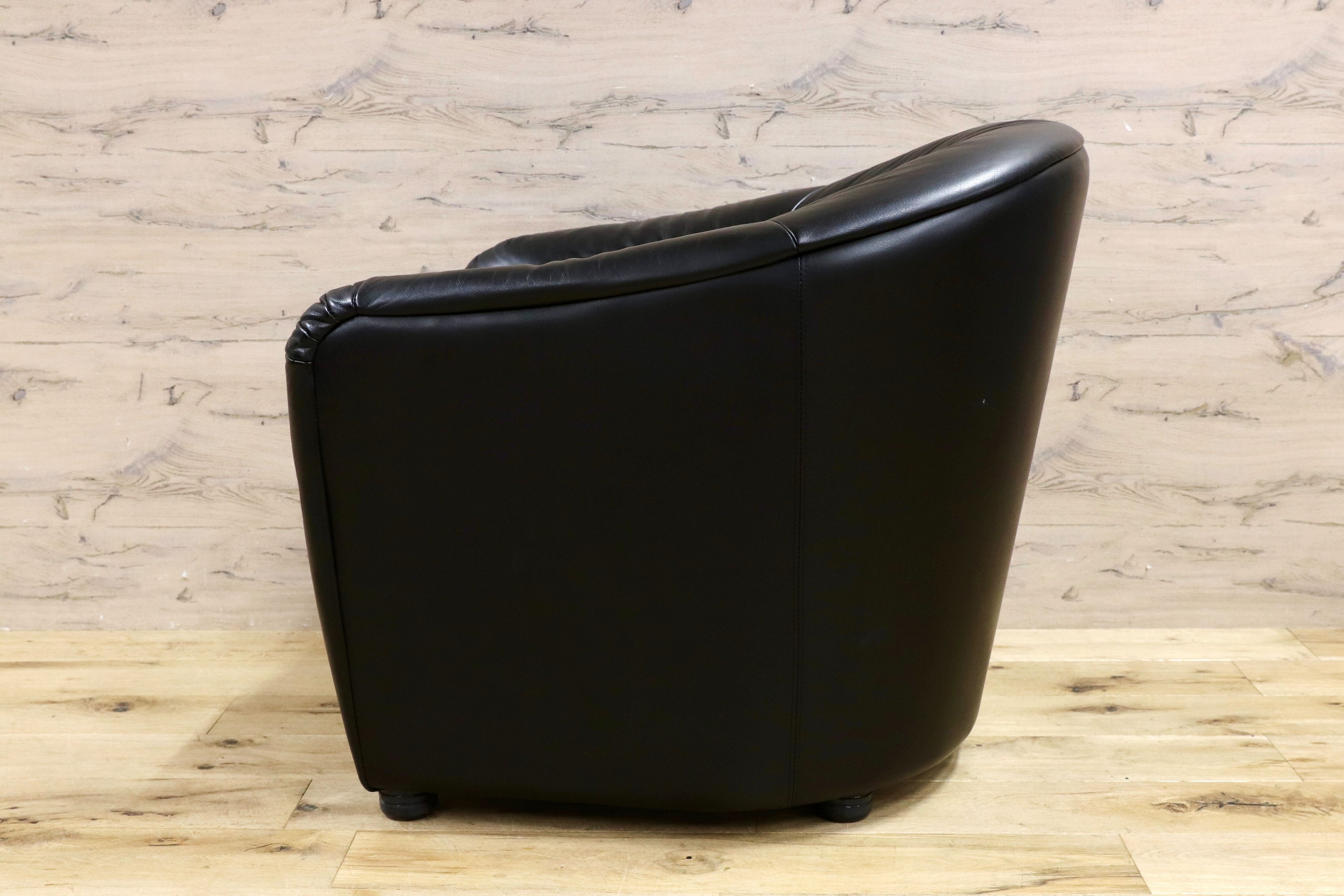 GMHN385L○HUKLA / フクラ 1人掛けソファ ラウンジチェア パーソナルチェア 黒 総革 IDC大塚家具 デザイナーズ ドイツ 約23万