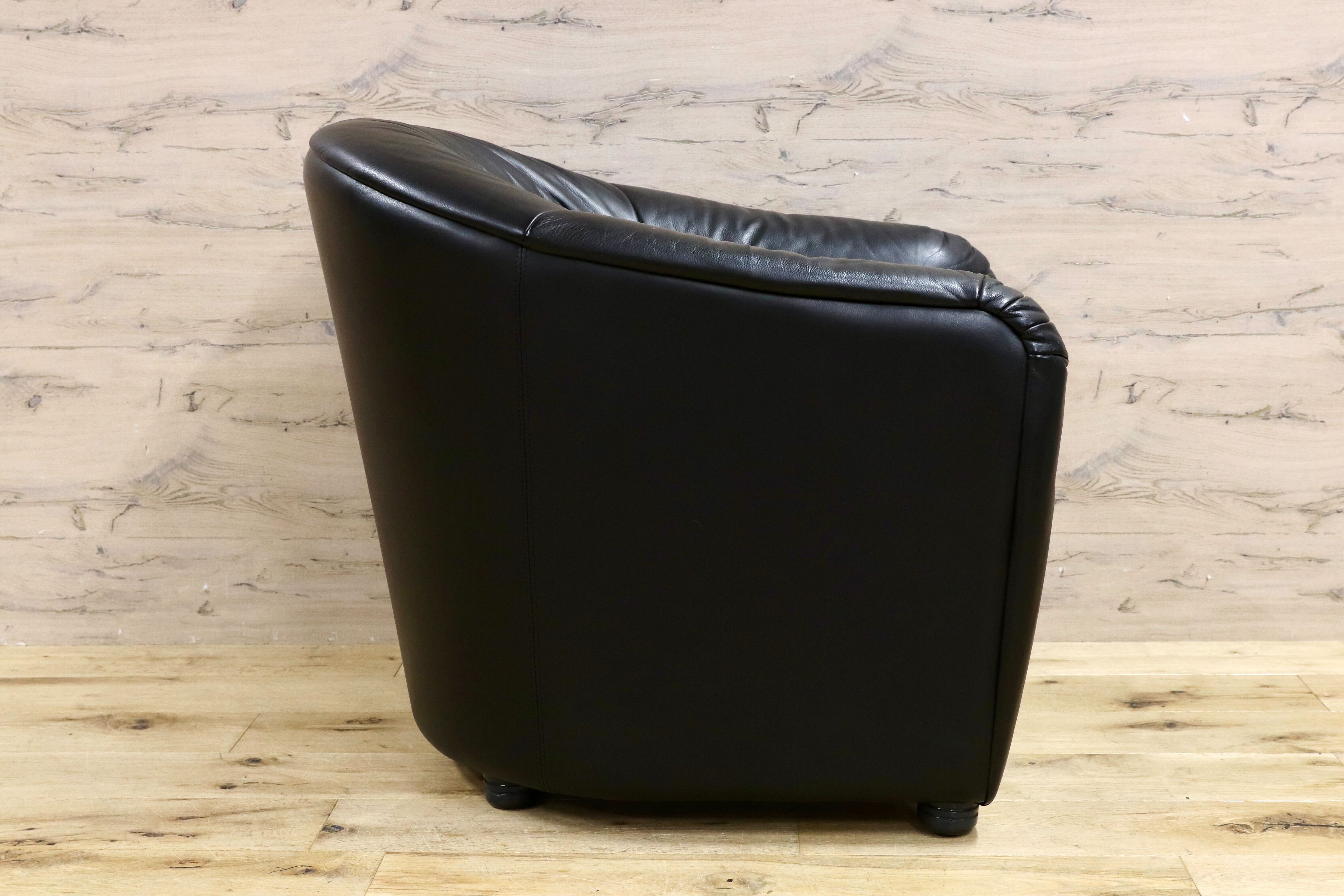 GMHN385L○HUKLA / フクラ 1人掛けソファ ラウンジチェア パーソナルチェア 黒 総革 IDC大塚家具 デザイナーズ ドイツ 約23万