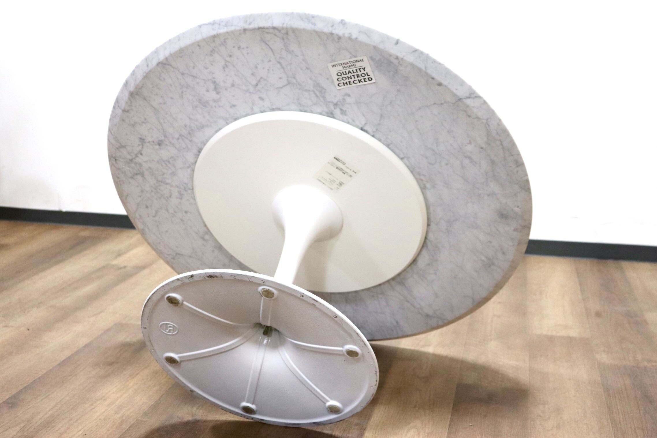 GMGH384A○IDC大塚家具 天然石 大理石 センターテーブル ラウンドテーブル ホワイトカラーラ イタリア製 定価26.8万 美品※発送不可