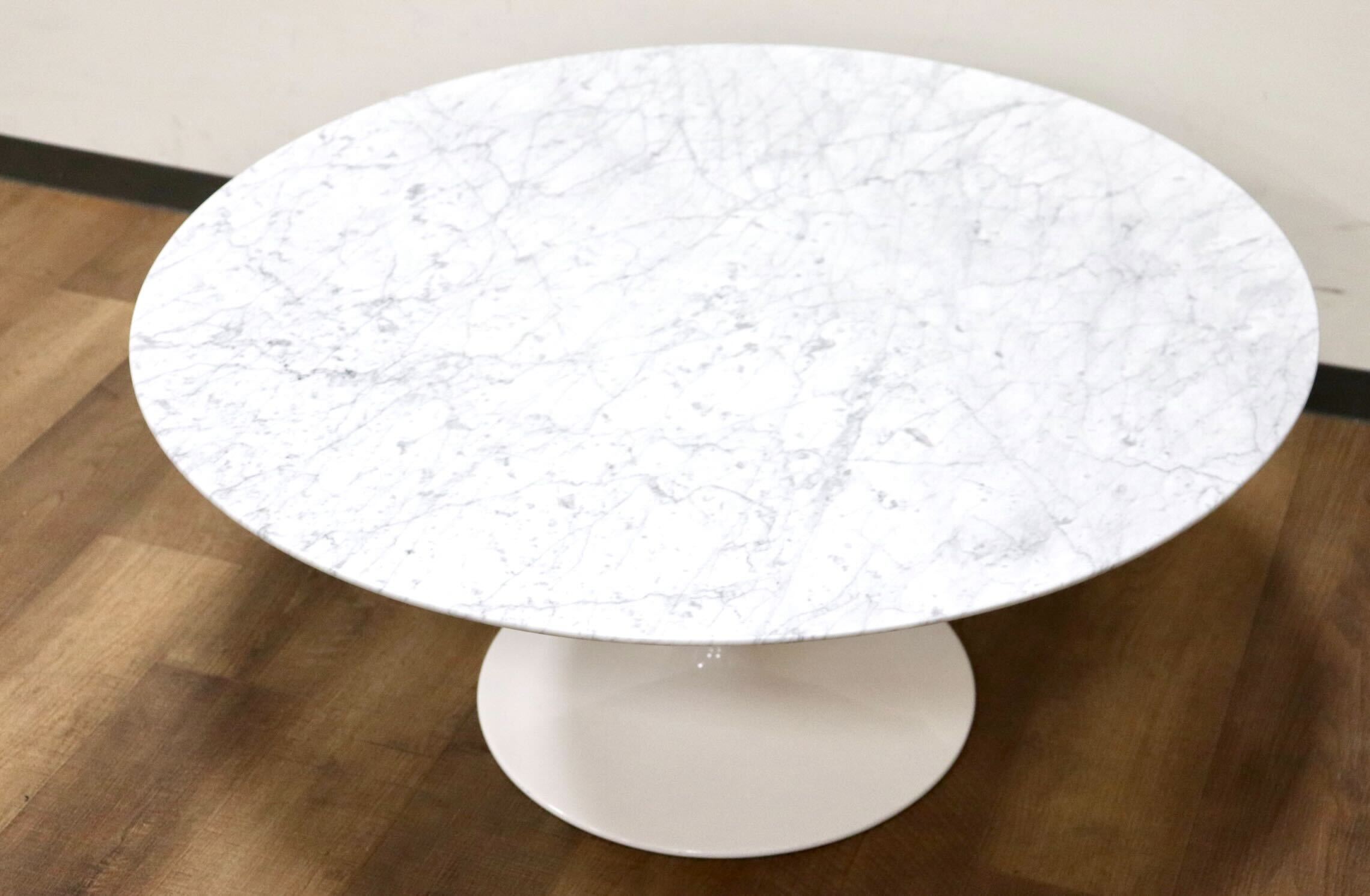 GMGH384A○IDC大塚家具 天然石 大理石 センターテーブル ラウンドテーブル ホワイトカラーラ イタリア製 定価26.8万 美品※発送不可