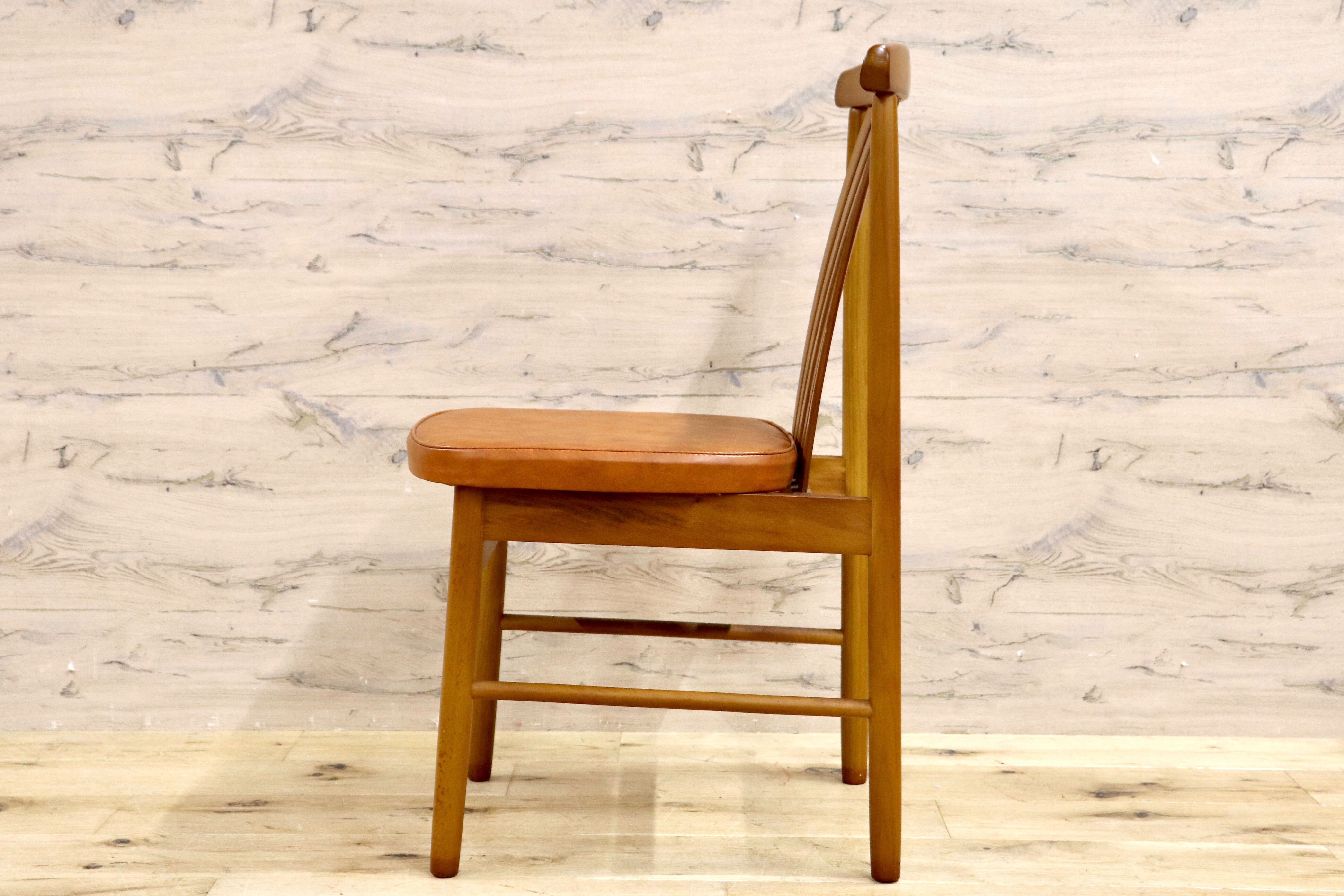 GMHH74D○MATSUDA / 松田家具 ダイニングチェア 食卓椅子 ライトブラウン 合皮 大川家具 レトロ アンティーク 昭和レトロ 在庫品