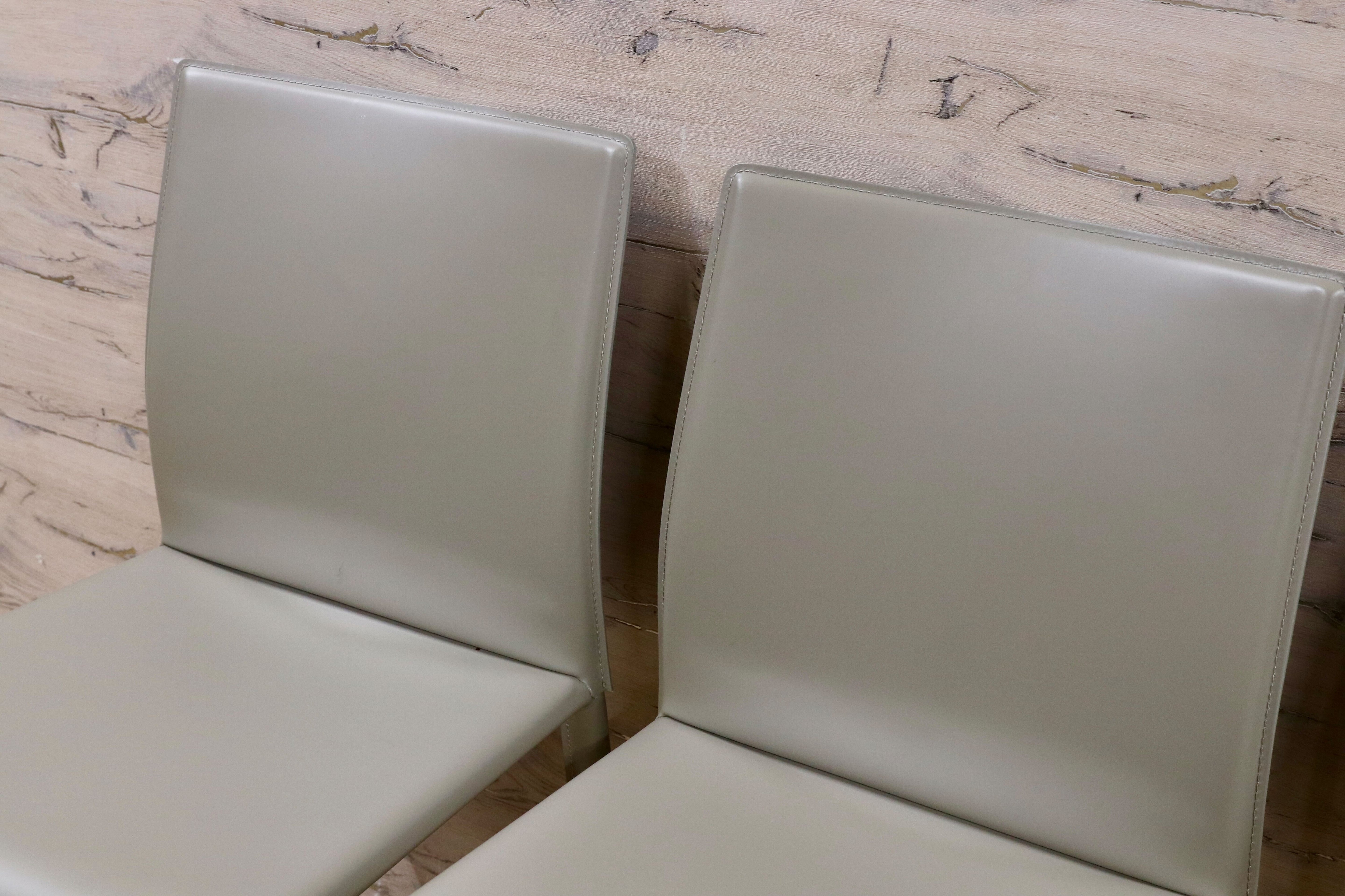 GMHN378A○BONTEMPI / ボンテンピ Linda リンダ ダイニングチェア 椅子 レザー グレー イタリア製 定価55万 モデルルーム展示品