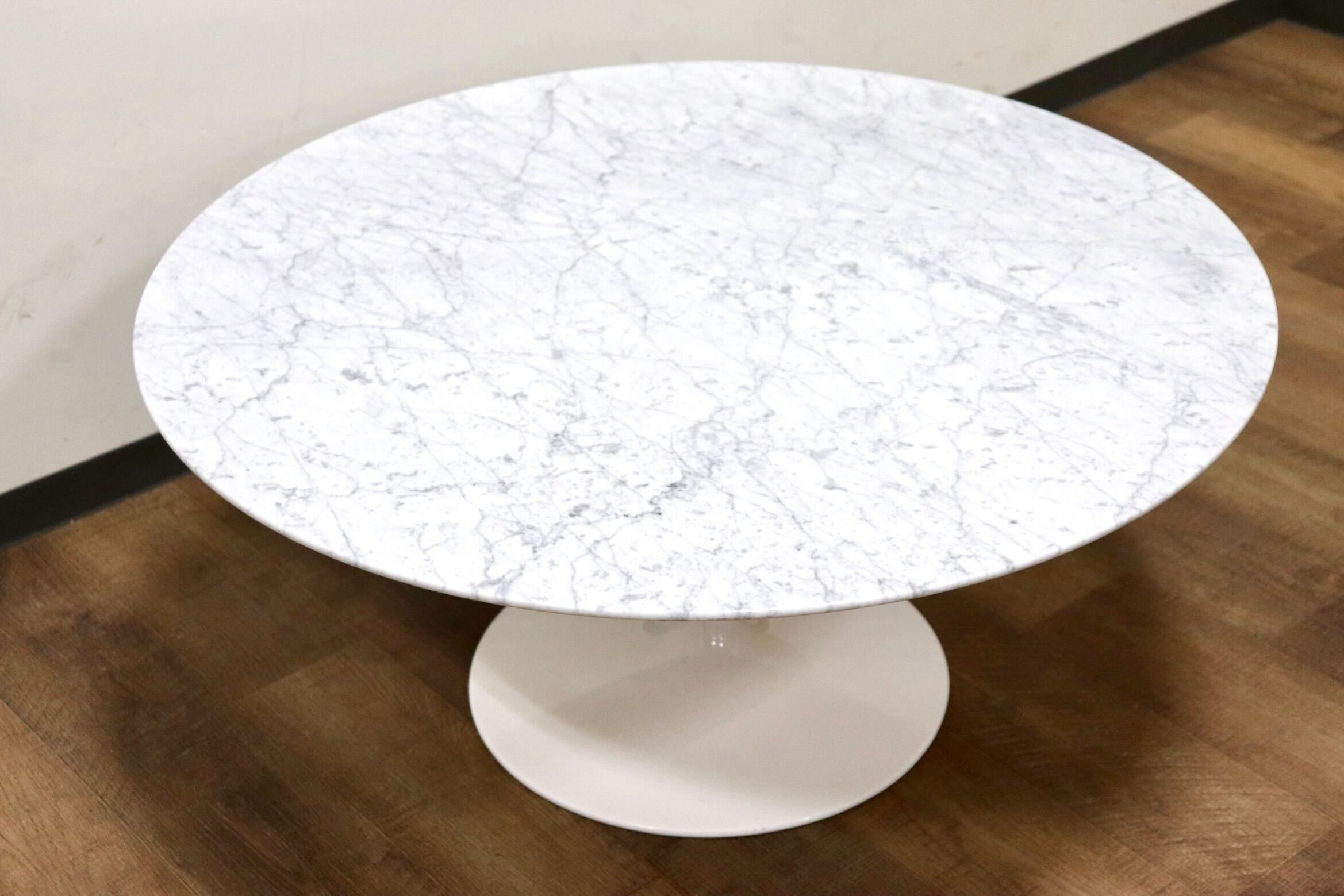 GMGH384A○IDC大塚家具 天然石 大理石 センターテーブル ラウンドテーブル ホワイトカラーラ イタリア製 定価26.8万 美品※発送不可