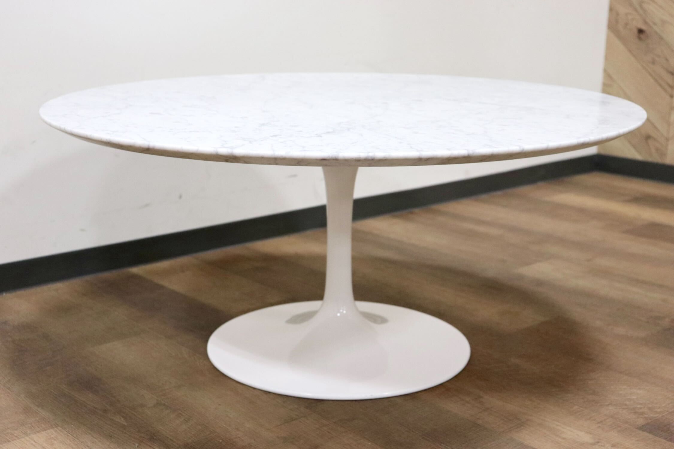 GMGH384A○IDC大塚家具 天然石 大理石 センターテーブル ラウンドテーブル ホワイトカラーラ イタリア製 定価26.8万 美品※発送不可