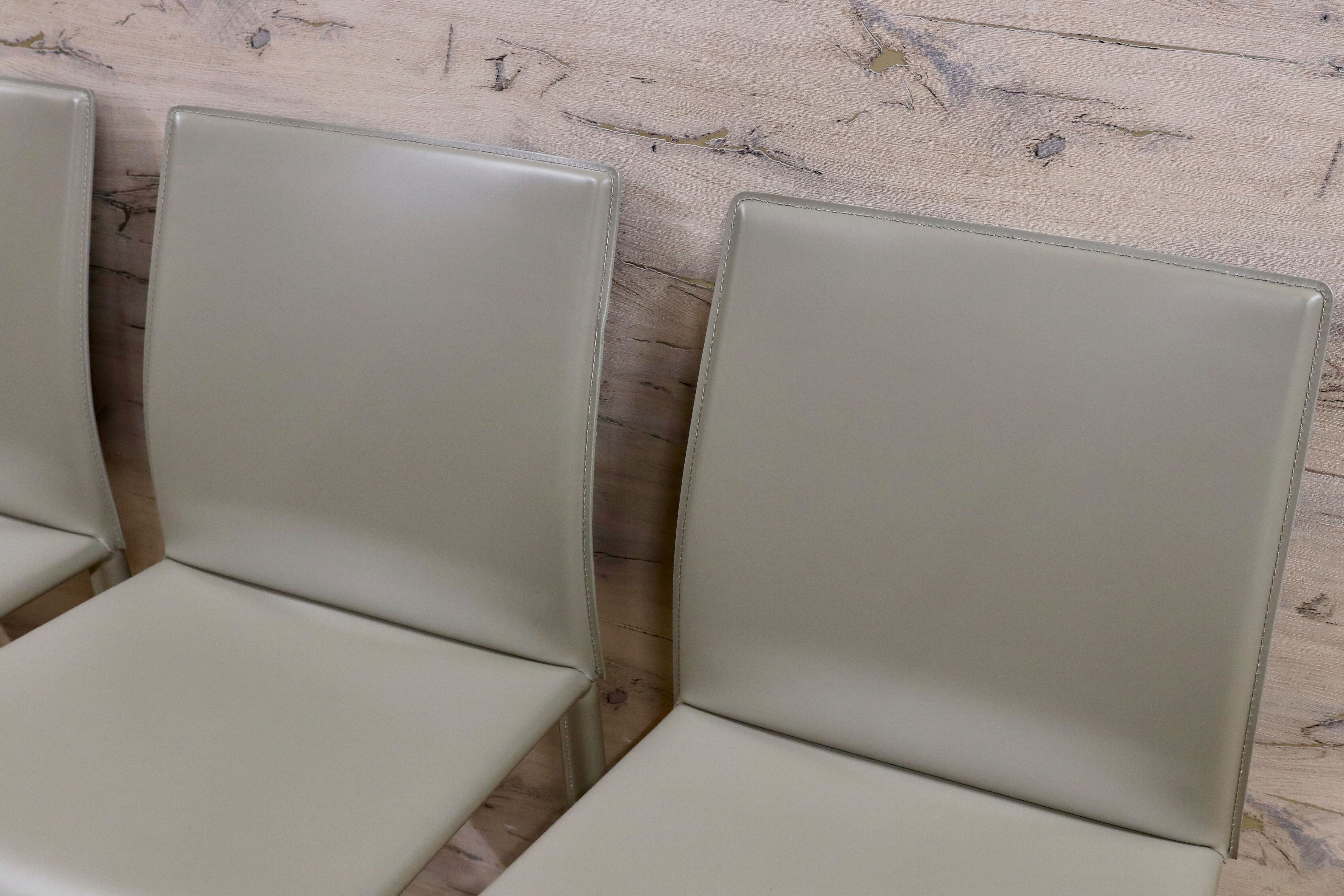 GMHN378A○BONTEMPI / ボンテンピ Linda リンダ ダイニングチェア 椅子 レザー グレー イタリア製 定価55万 モデルルーム展示品