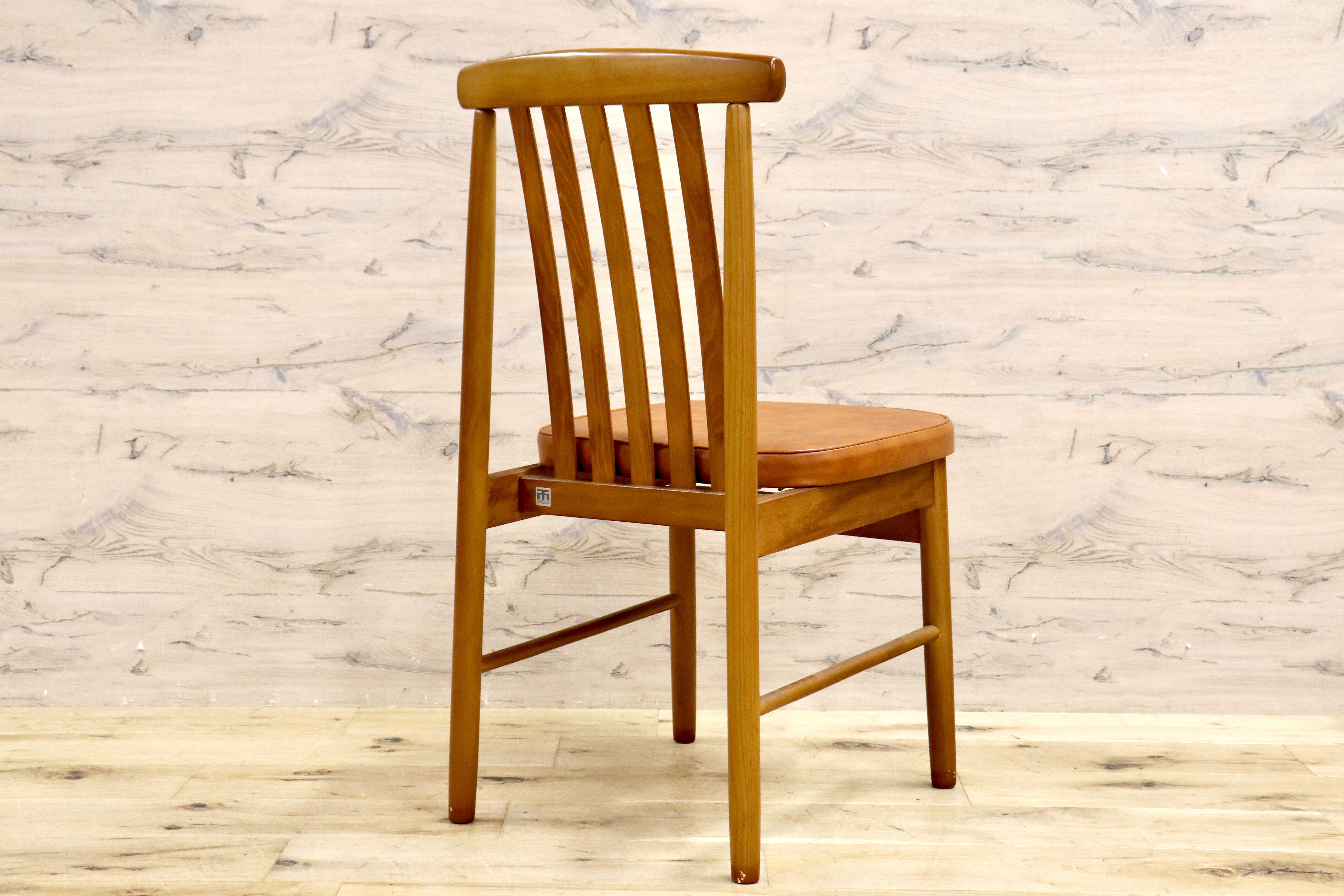 GMHH74D○MATSUDA / 松田家具 ダイニングチェア 食卓椅子 ライトブラウン 合皮 大川家具 レトロ アンティーク 昭和レトロ 在庫品