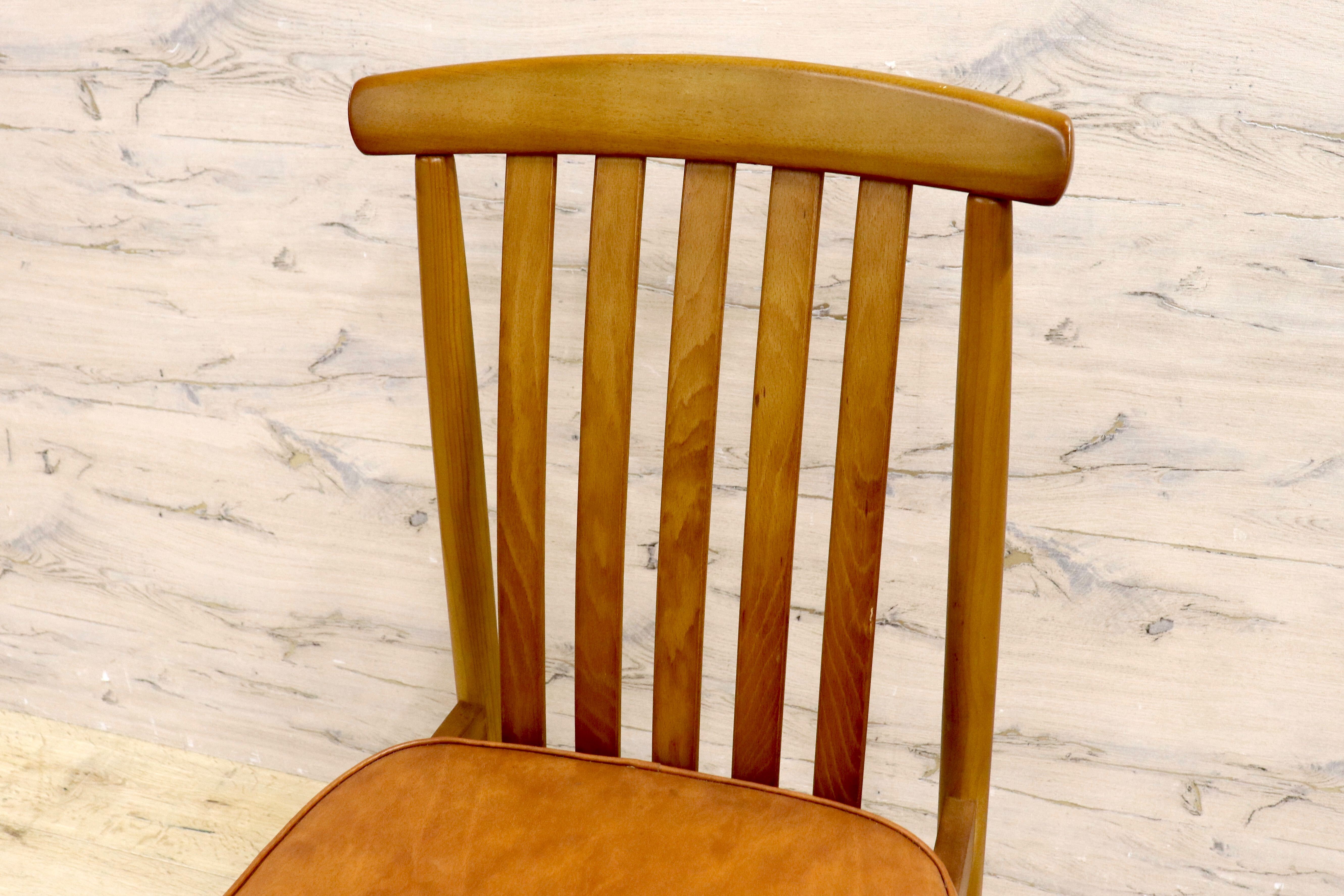 GMHH74D○MATSUDA / 松田家具 ダイニングチェア 食卓椅子 ライトブラウン 合皮 大川家具 レトロ アンティーク 昭和レトロ 在庫品