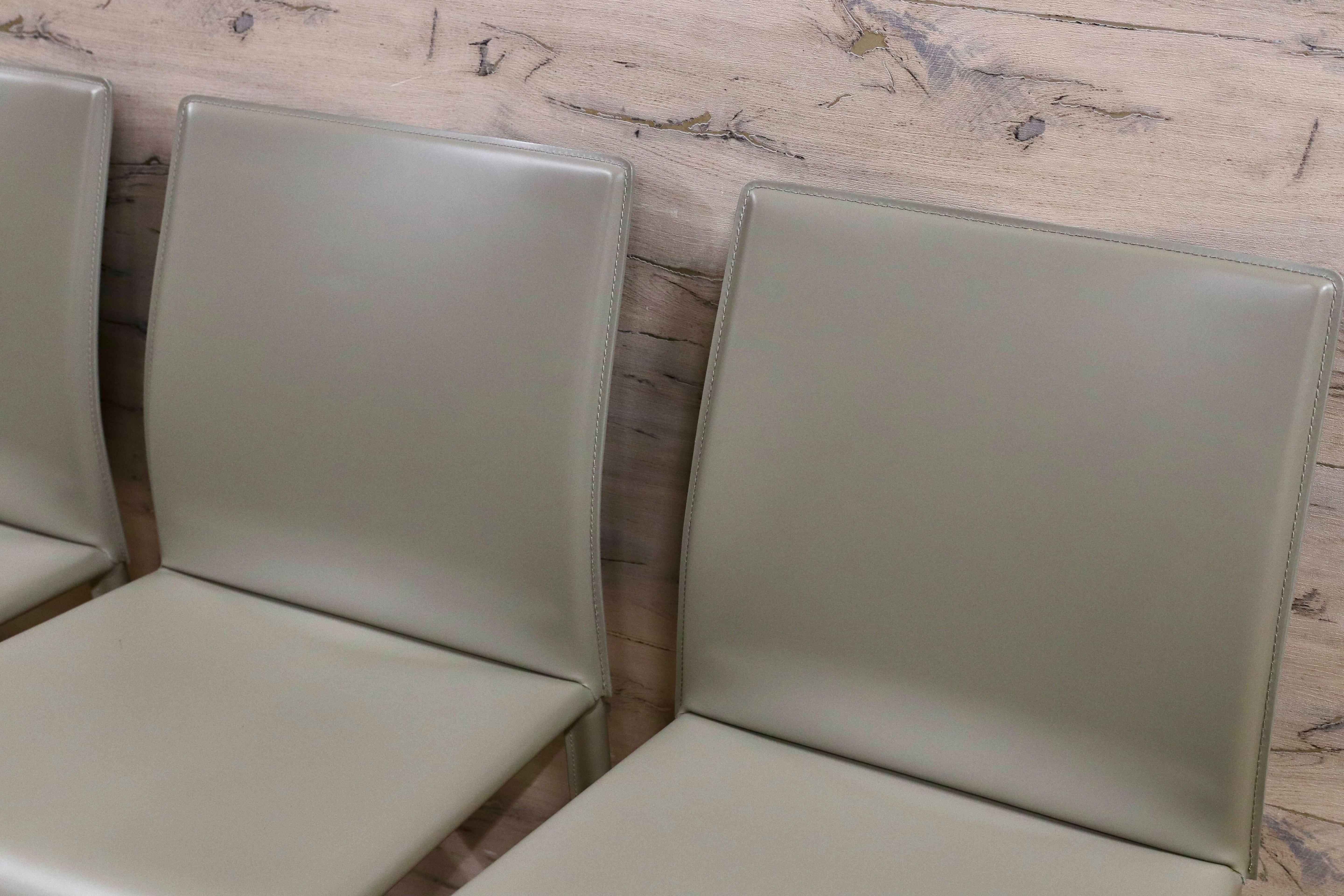 GMHN378B○BONTEMPI / ボンテンピ Linda リンダ ダイニングチェア 椅子 レザー グレー イタリア製 定価55万 モデルルーム展示品